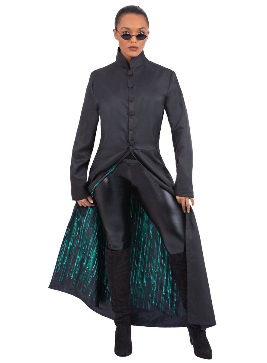 Smiffys Kostüm Matrix – Neo Mantel, Der ikonische, schwarze Matrix Mantel für Männer und Frauen