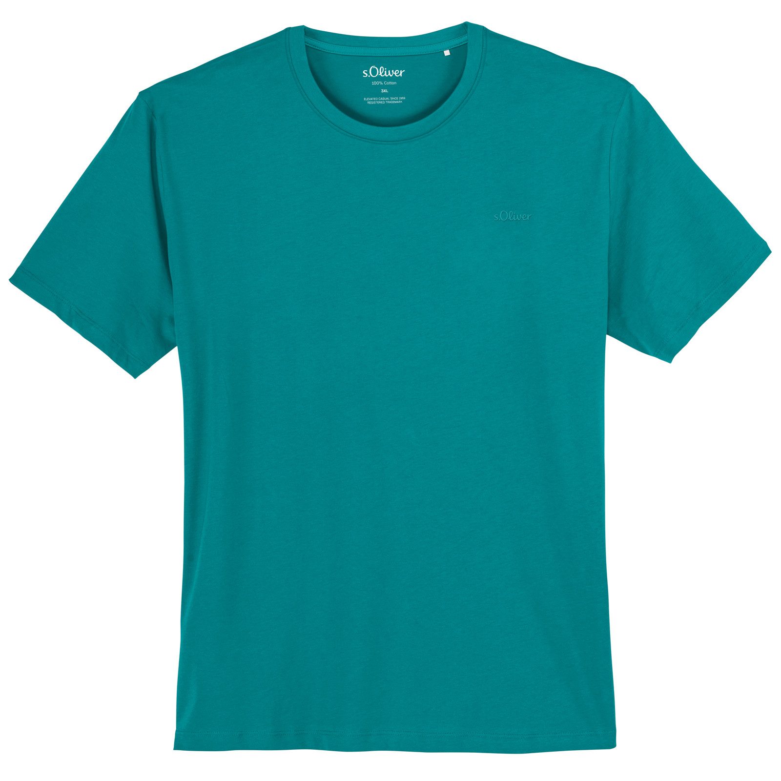 s.Oliver Rundhalsshirt s.Oliver Übergröße petrolblau Basic-T-Shirt Rundhals