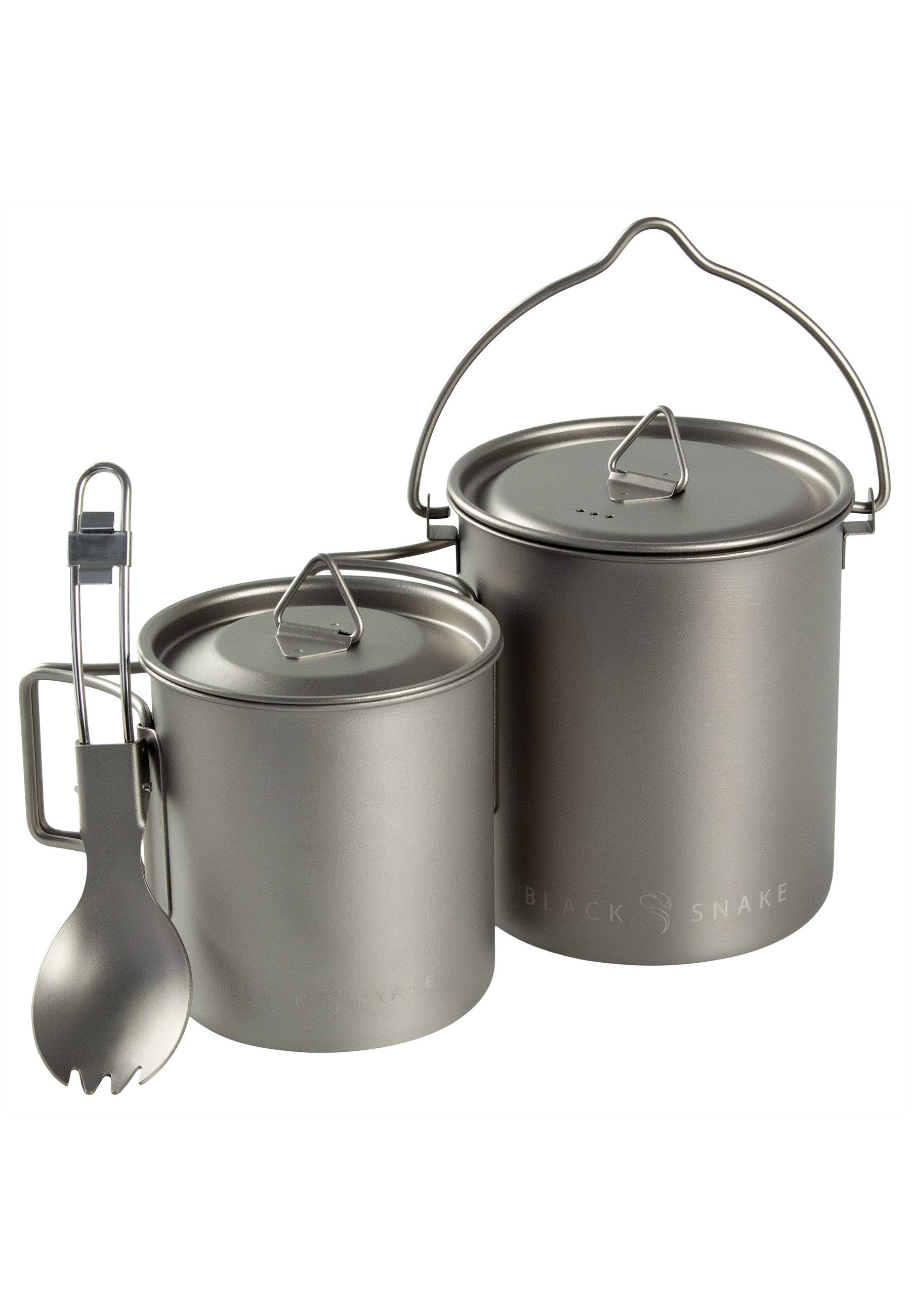 Black Snake Geschirr-Set Ultraleichtes Titan Kochset 3-teilig Camping (3-tlg), Titan, Leichtes Outdoor Kochset aus robustem Titan