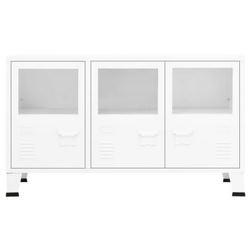 vidaXL Sideboard Industrial Sideboard Weiß 105x35x62 cm Metall und Glas (1 St)