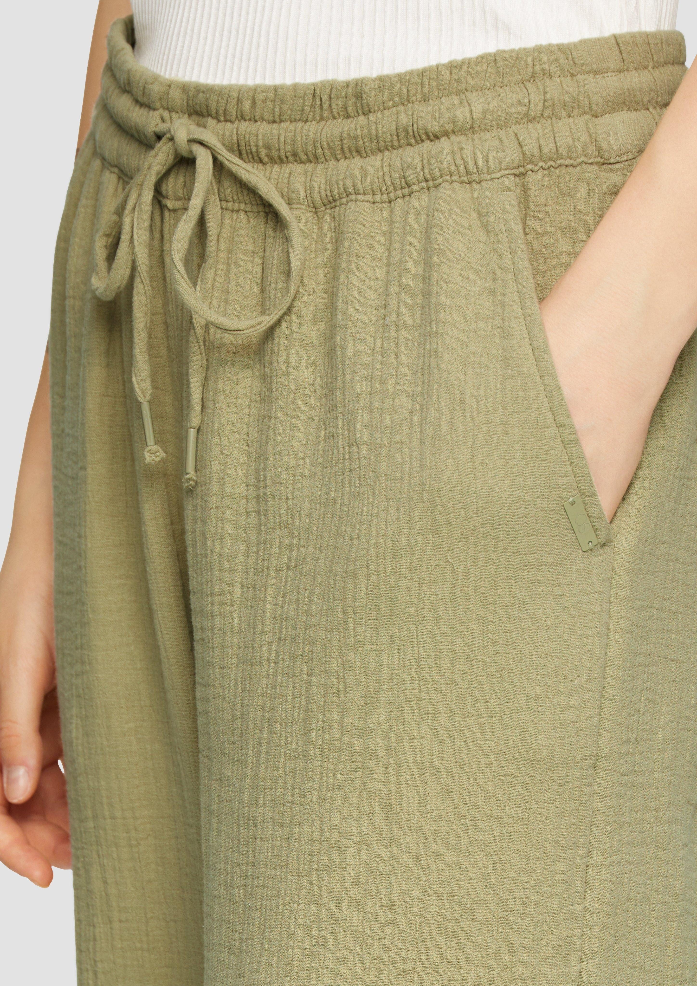 QS Stoffhose Wide-Leg-Hose aus Musselin mit günstig online kaufen