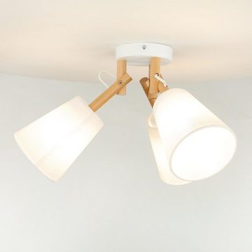 Licht-Erlebnisse Deckenleuchte VAIO, ohne Leuchtmittel, Deckenlampe Weiß Holz Stoff Skandinavisch wohnlich 3x E27