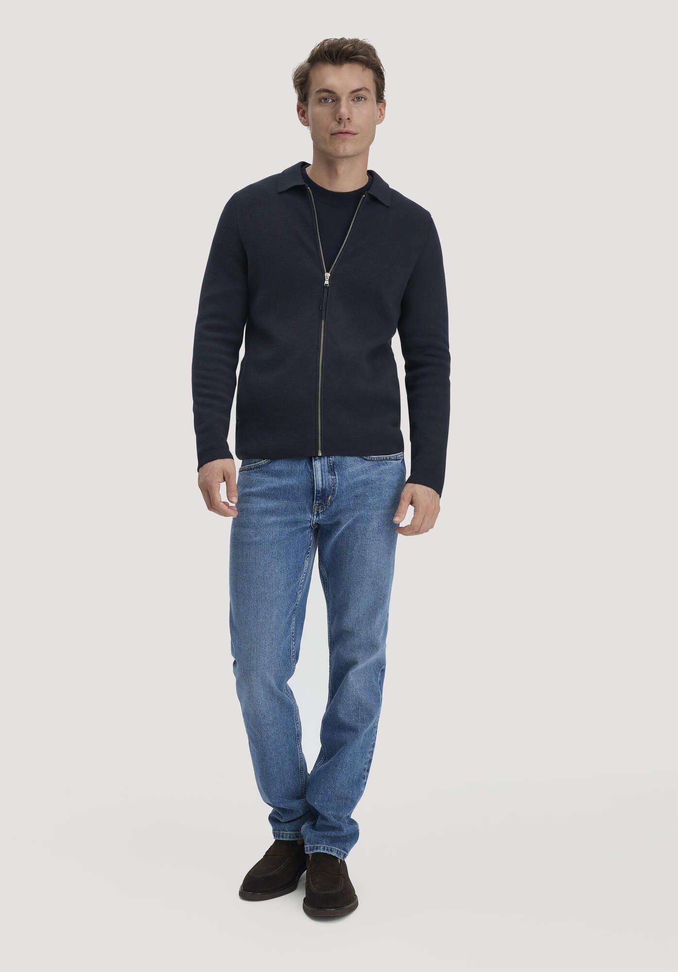 Hessnatur Strickjacke aus Bio-Baumwolle mit Bio-Merinowolle (1-tlg)