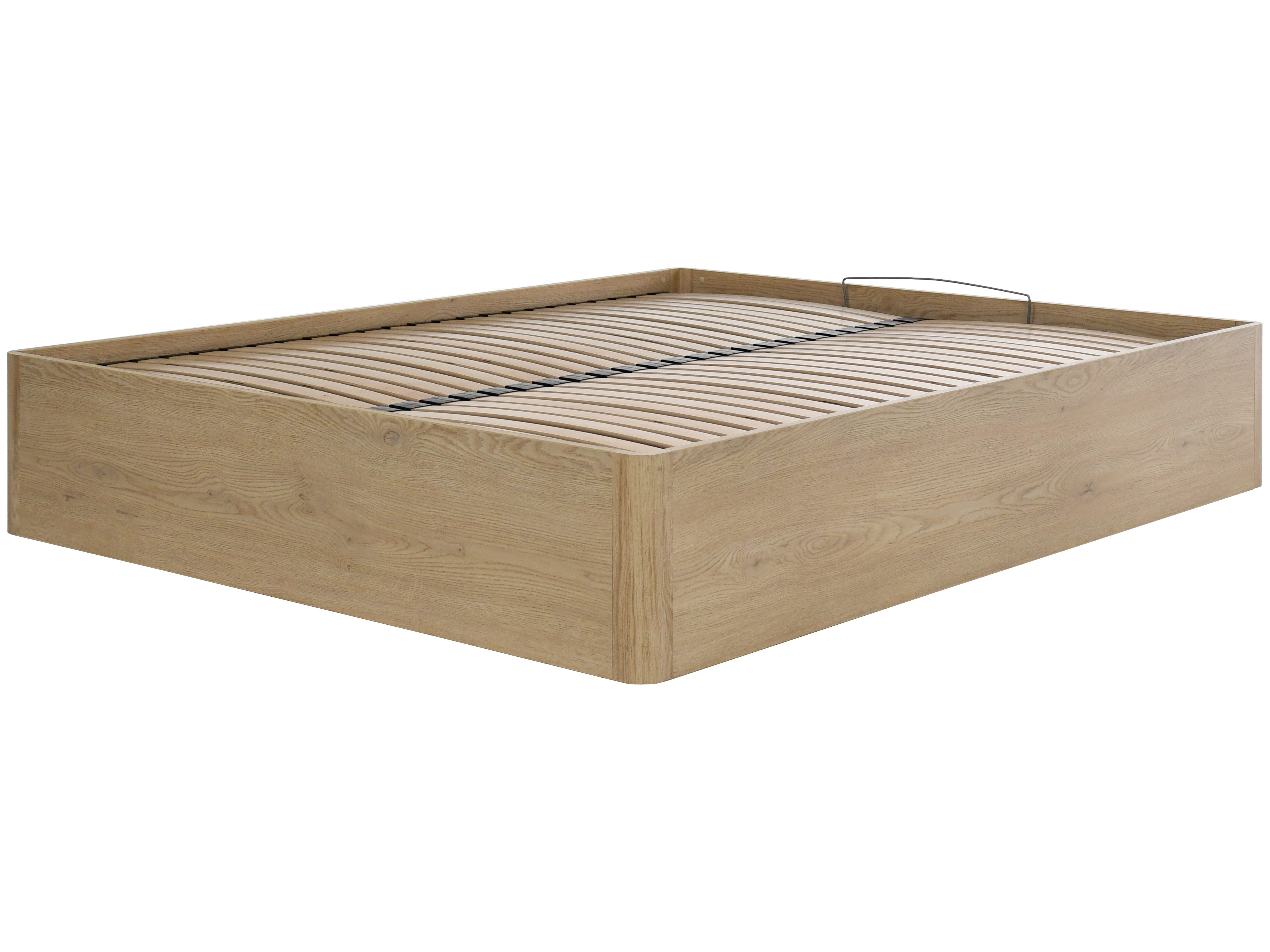 Beautysofa Bett SARA mit Bettkasten, Metallrahmen und Gasdruckfedern (Erhältlich in 3 Breiten: 140, 160 oder 180 cm, Dekor Eiche Cremona, stabile 22 mm Möbelplatte), mit oder ohne Matratze