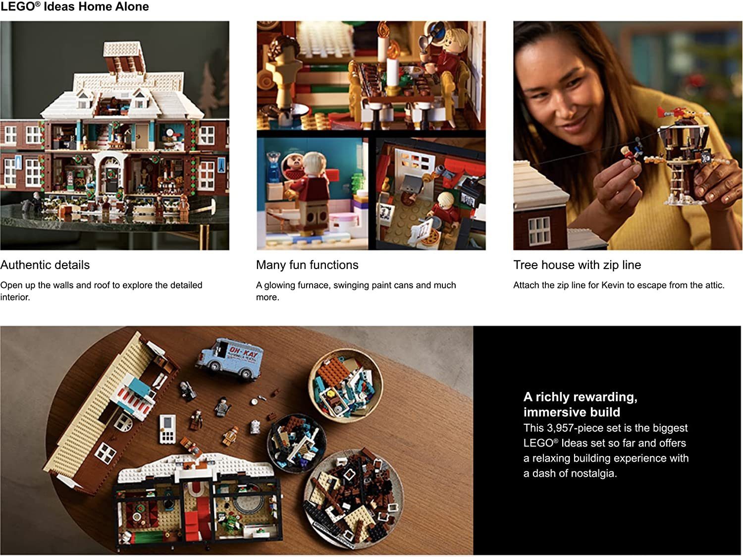 LEGO® Spielbausteine Kunststoff Material: St), (Packung, Konstruktions-Spielset Alone Ideas Home zu 21330 Haus, allein 3955 Kevin 