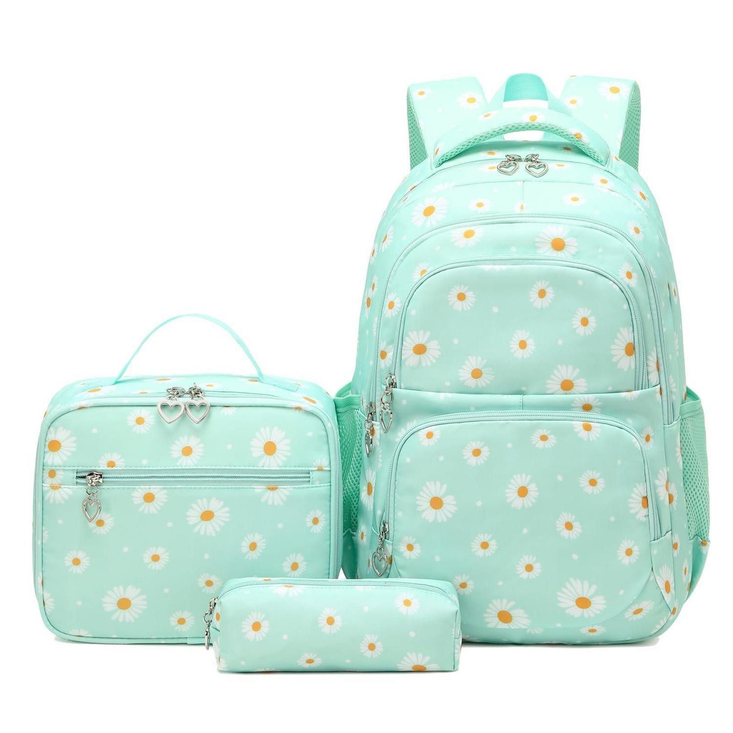 LuxusKollektion Schulrucksack 3-teiliges Rucksack Set Mädchen Grün