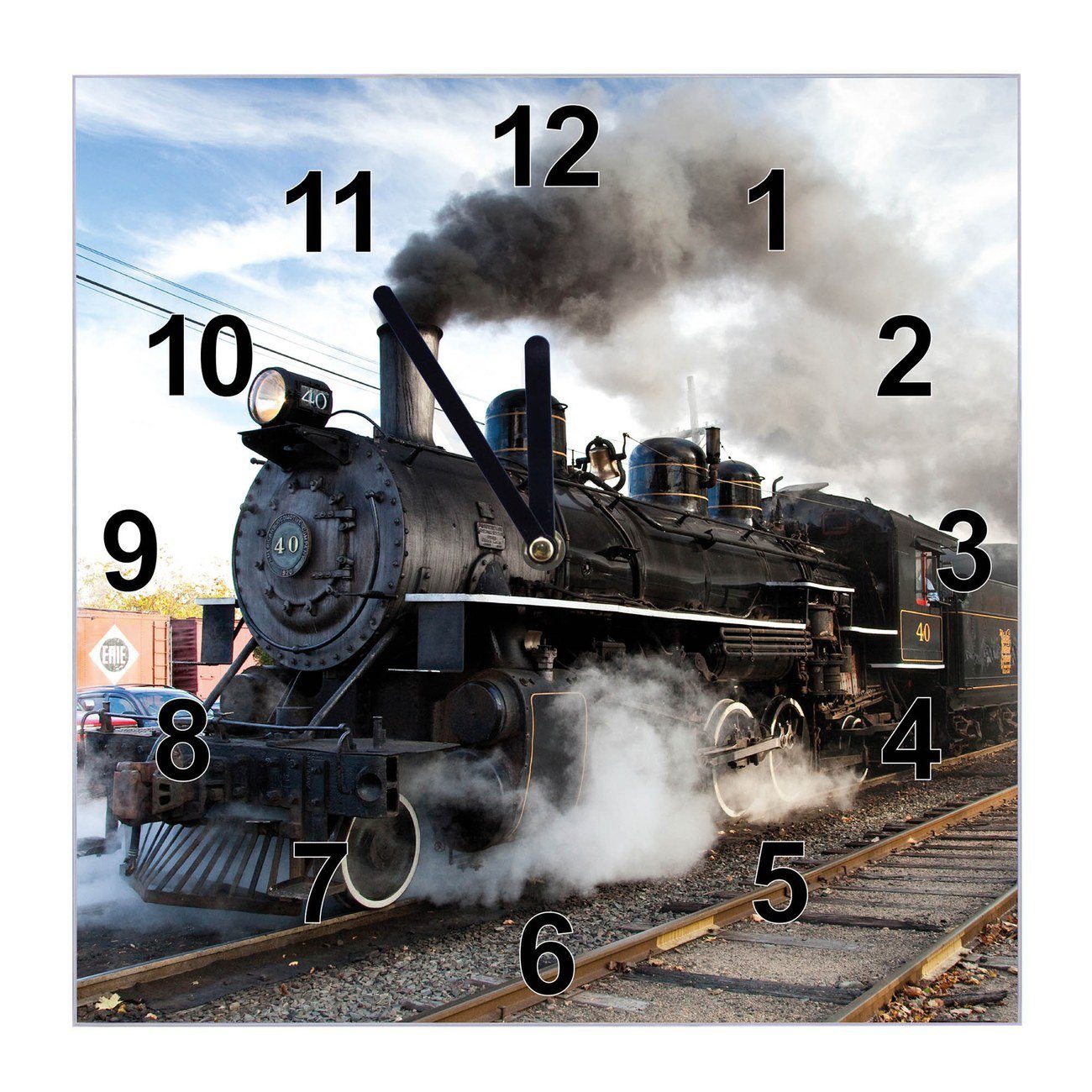 banjado Wanduhr Motiv Dampflok (30 x 30 x 2cm) günstig online kaufen