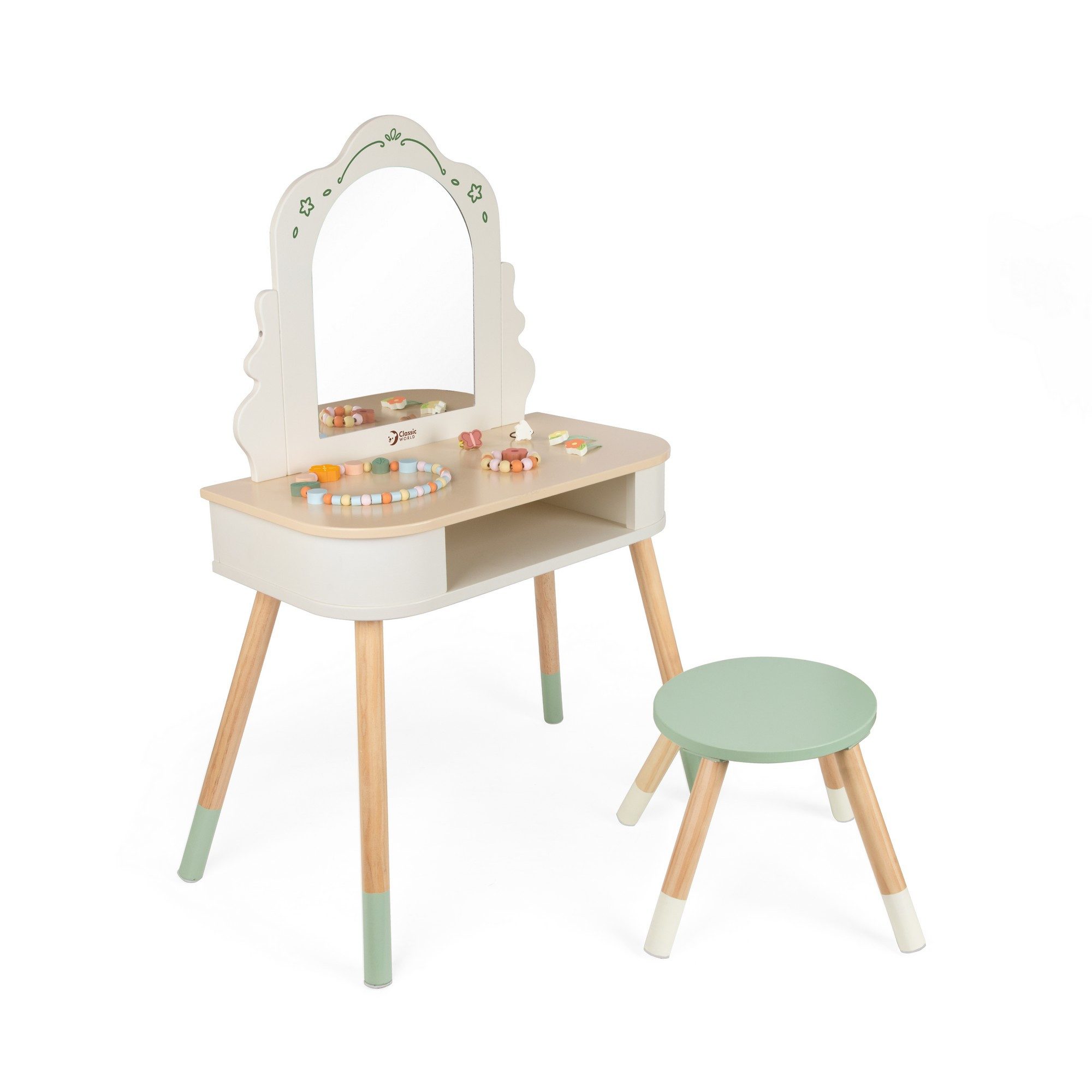 Classic World Schminktisch Classic World - Magischer Schminktisch - 64x38,8x90,6cm - ab 3 Jahre (2-St., Ein Tisch und ein Hocker)