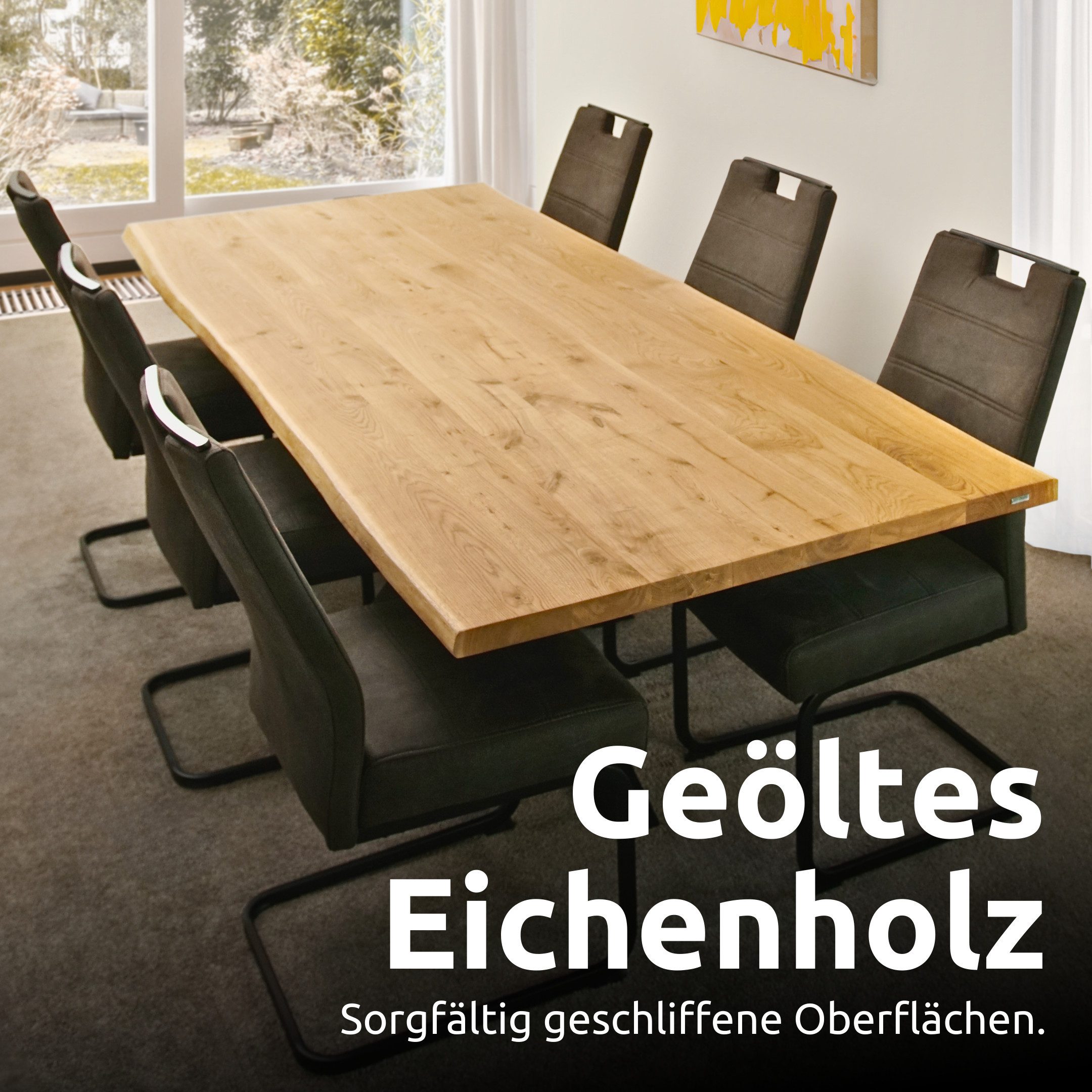 holz4home® Esstisch Massivholztisch aus Eiche I Küchentisch aus Echtholz, Kompletter Tisch (Tischplatte & Gestell), 4 cm dickes Massivholz