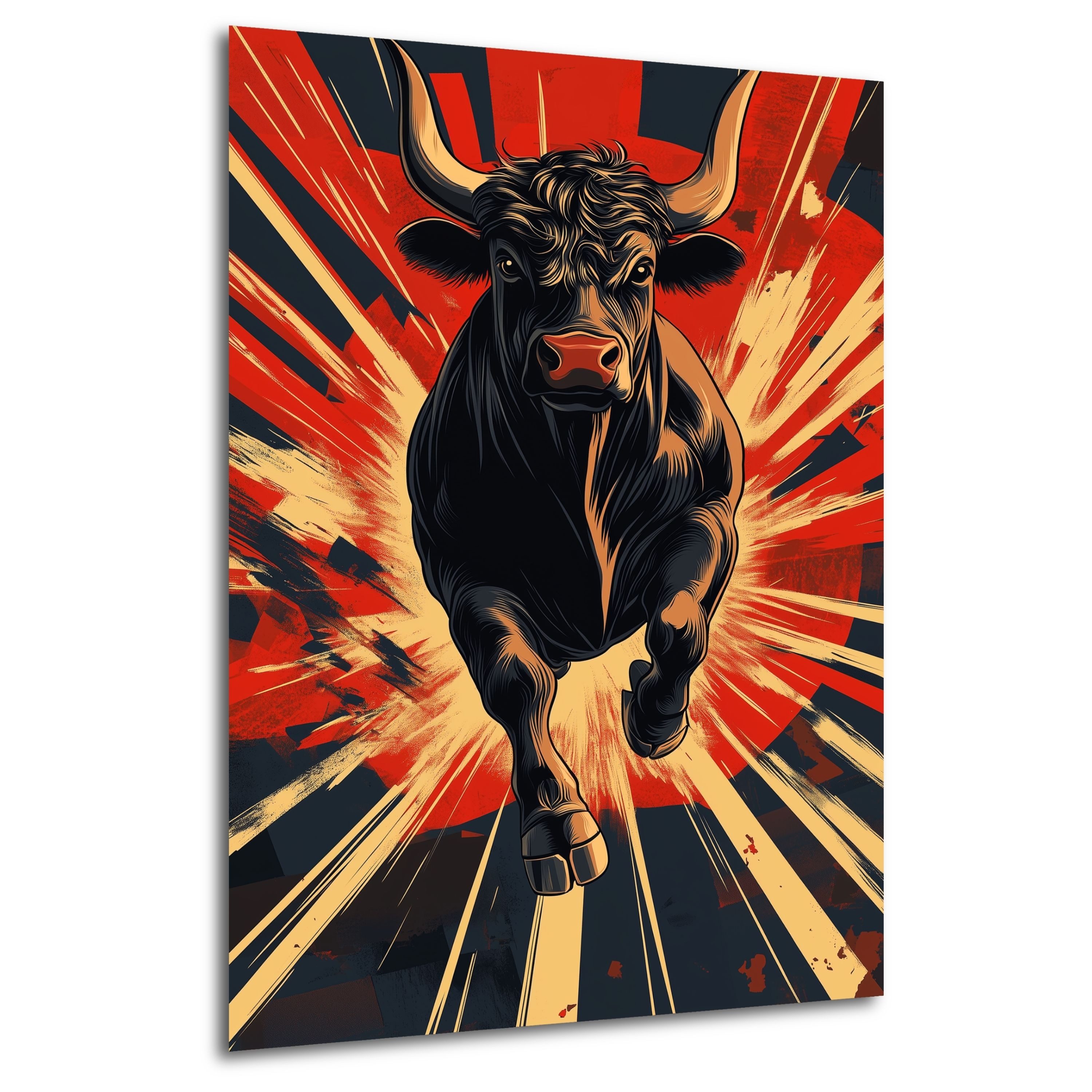 DARO Design Leinwandbild Modern Abstrakt Wandbilder XXL Wandbild Wand Deko Leinwand Bilder, (schwarzes Rind - Bild groß Wohnzimmer Schlafzimmer Küche Esszimmer Einteilig Querformat Fotodruck Leinwände Wanddeko Abstrakte Kunst Boho), 70x50cm