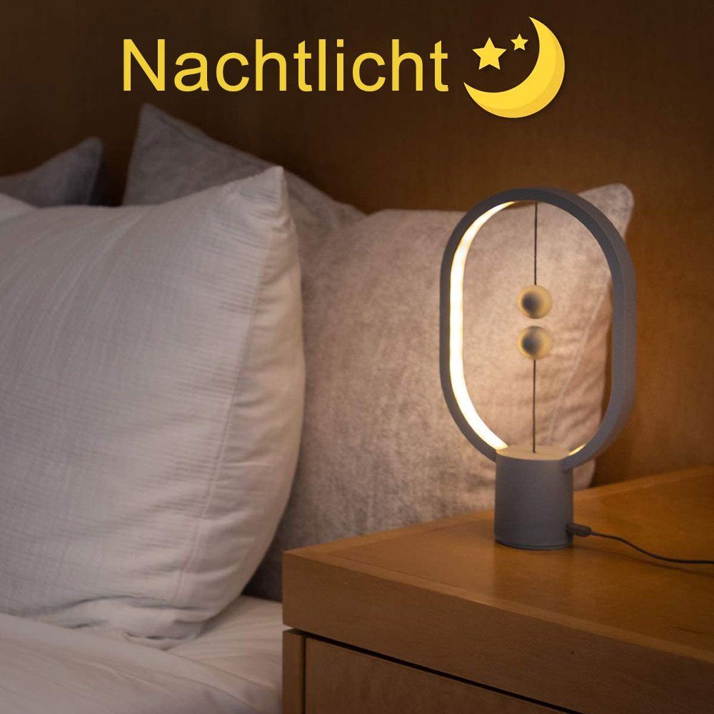 Schreibtischlampe Licht, Rosnek Tischleuchte LED Lampe Nachttisch Schwarz Balance Mode USB-betrieben Magnetschalter LED