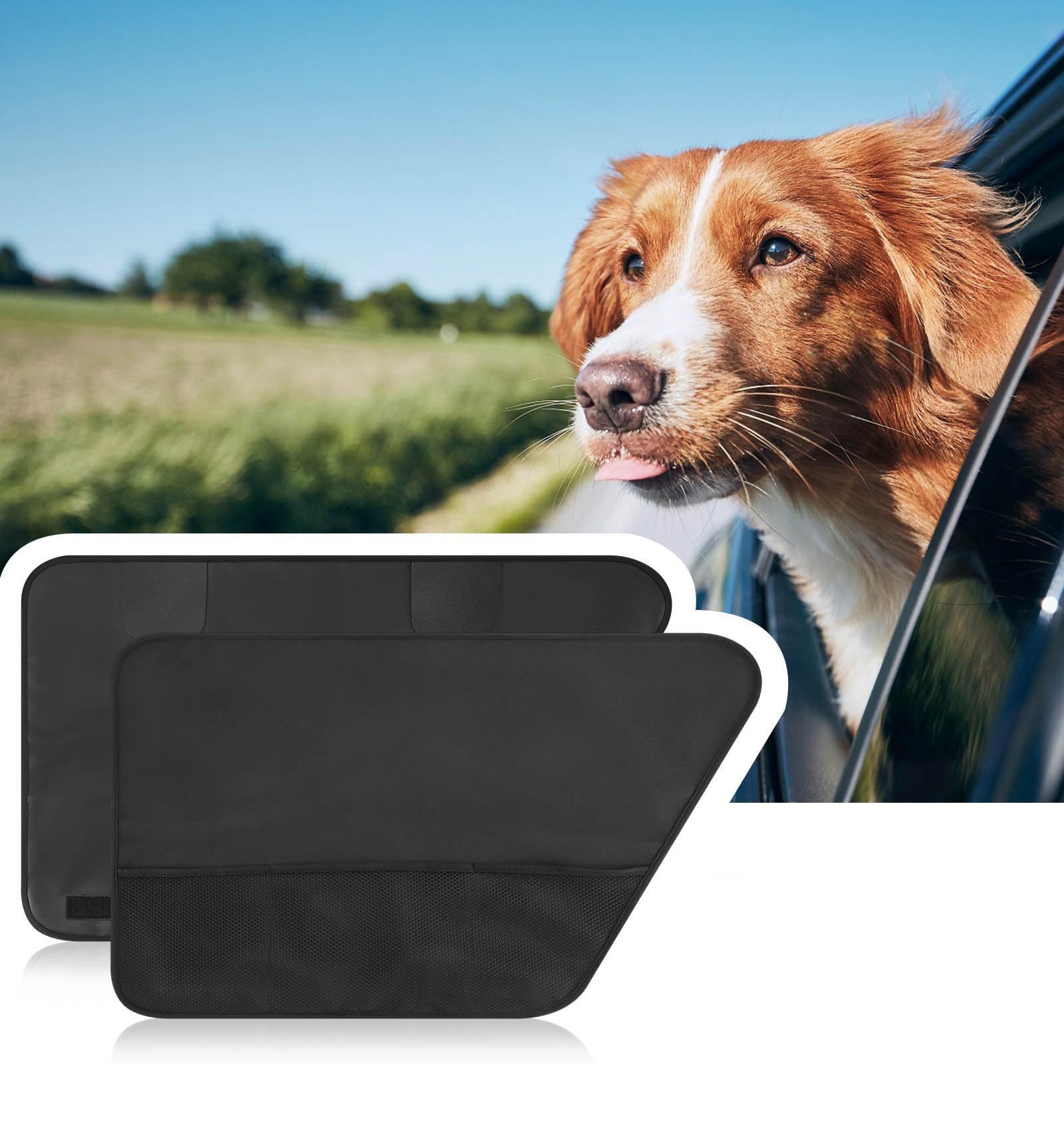 Ledander Ladekantenschutz-Matte Autotürschutz für Hunde, wasserdicht, kratzfest, mit Netztaschen, für Snacks und Spielzeug,Fahrzeugtürschutz für Autos,LKWs,SUVs,2 Stück