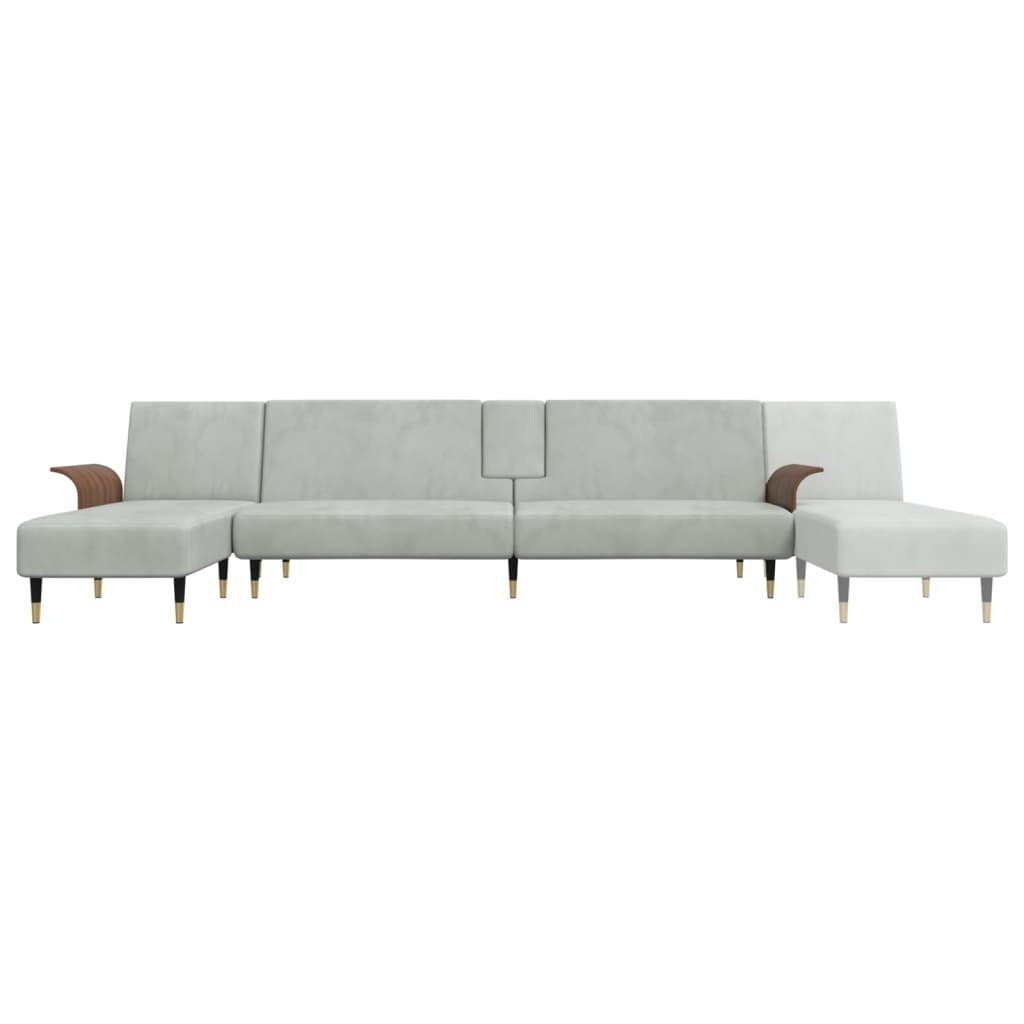 L-Form 279x140x70 Sofa vidaXL Samt Hellgrau in Schlafsofa cm