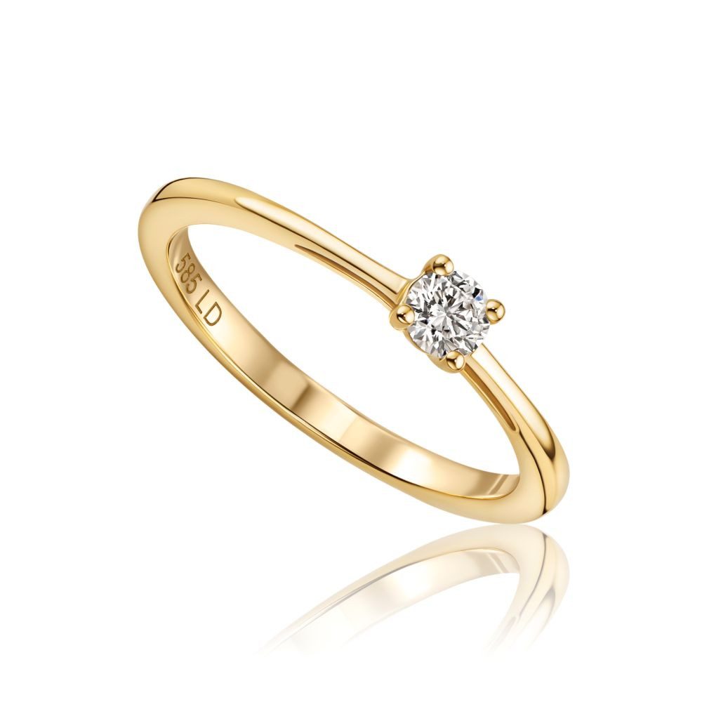 Miore Solitärring LD4015R-16R - Damen 14K (585) Gelbgold mit Diamant 0,10 oder 0,16 ct, 4-Krappenfassung - Echtgold