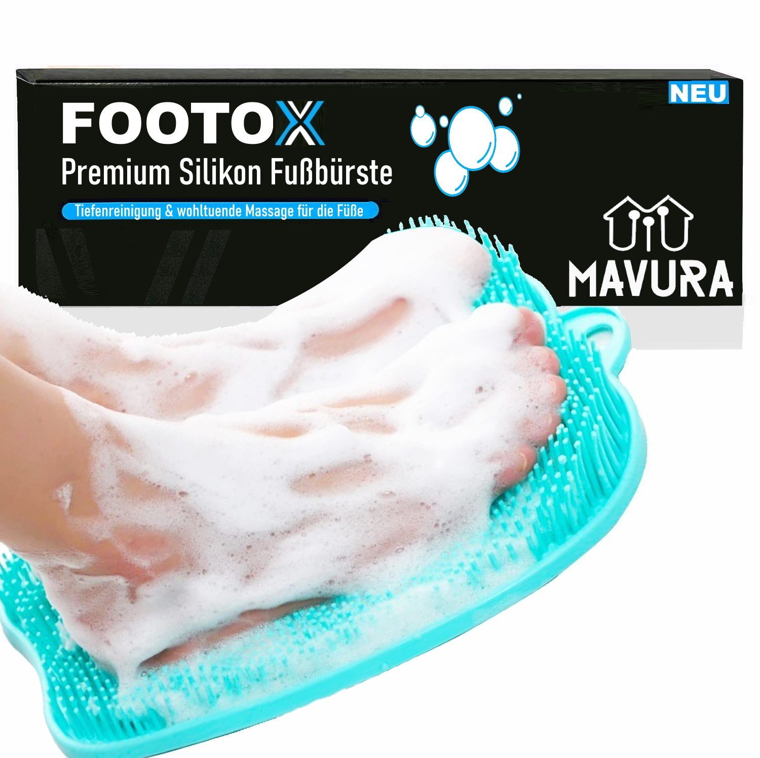 MAVURA Fußbürste FOOTOX Silikon Fußmassagegerät Bürste, Fuß Peeling Reinigung Fußpflege Massage Duschmatte Fußwaschbürste Fußreiniger