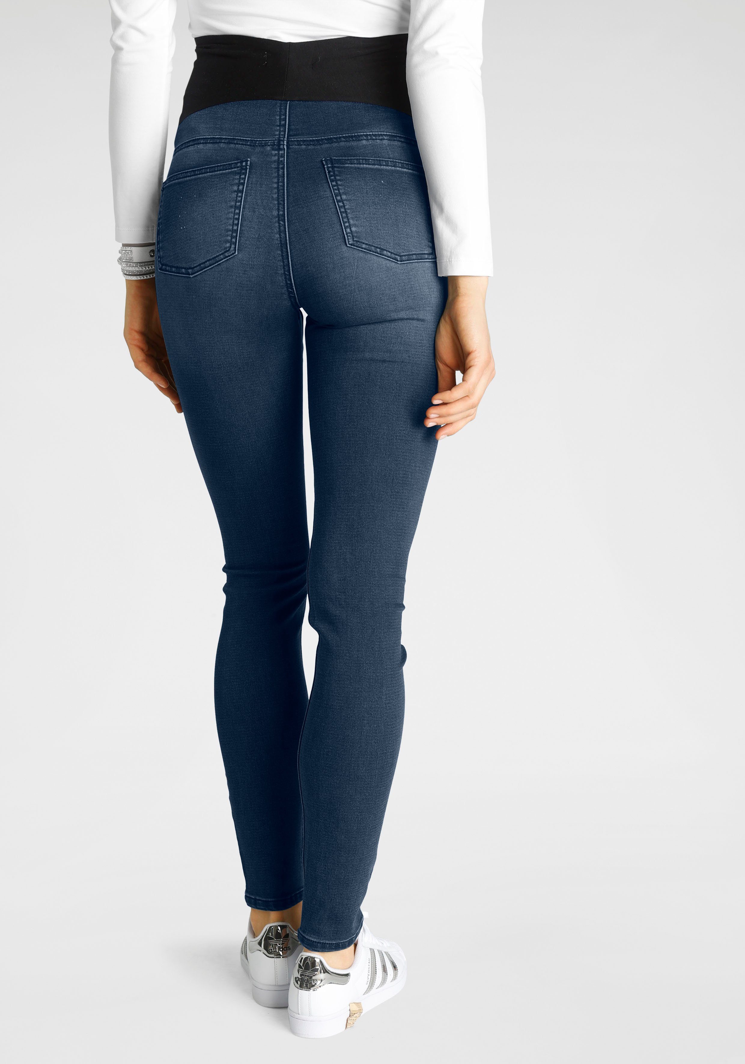 Nine-month maternity jeans, stretch jeans for pregnancy and breastfeeding, high-waisted maternity jeans without belt loops, wash