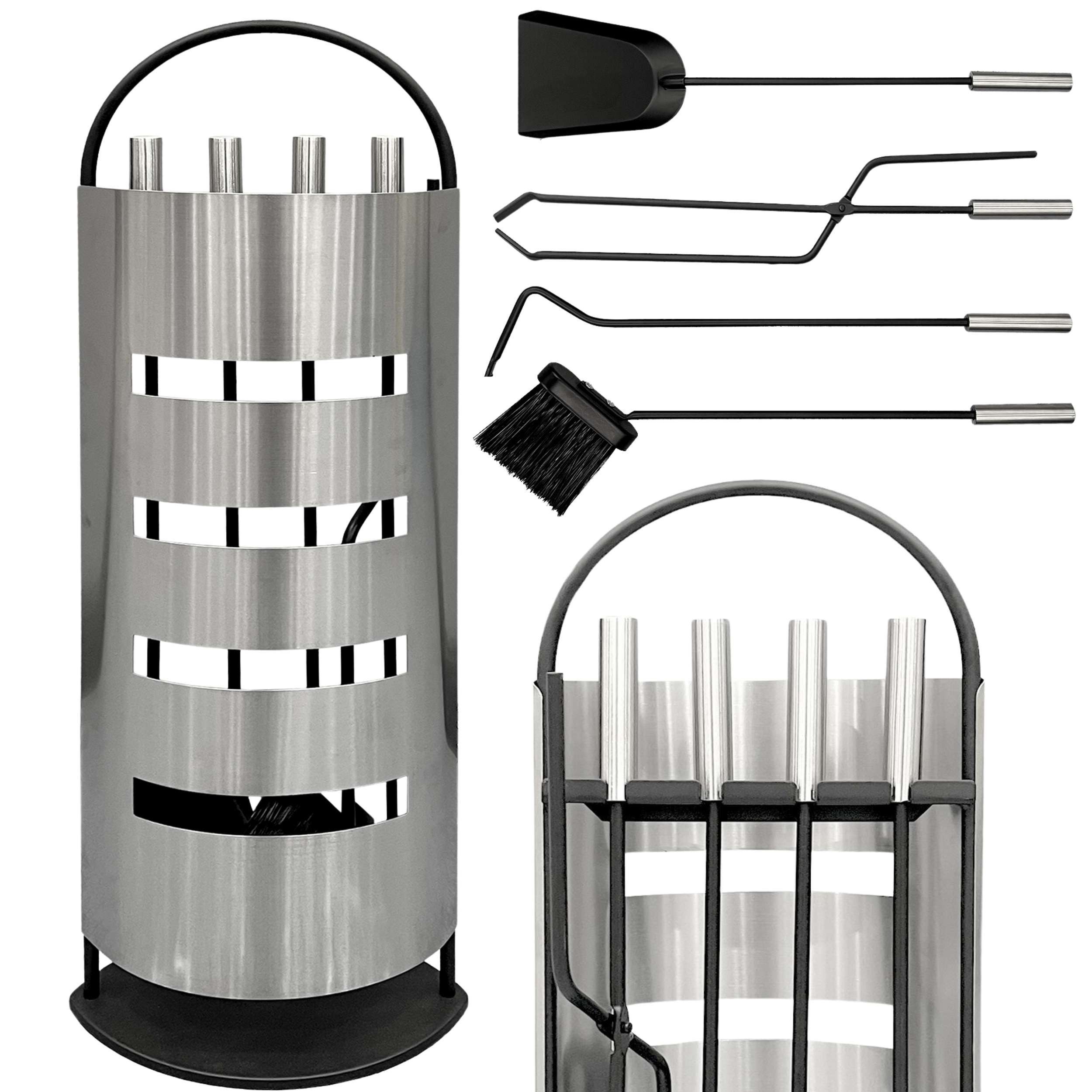 DanDiBo Kamingarnitur 5 Teilig Set 96615 Kaminset Kamingarnitur Ofenbesteck, (5-St., 5-teilig), Schürhaken, Zange, Besen, Schaufel, Ständer