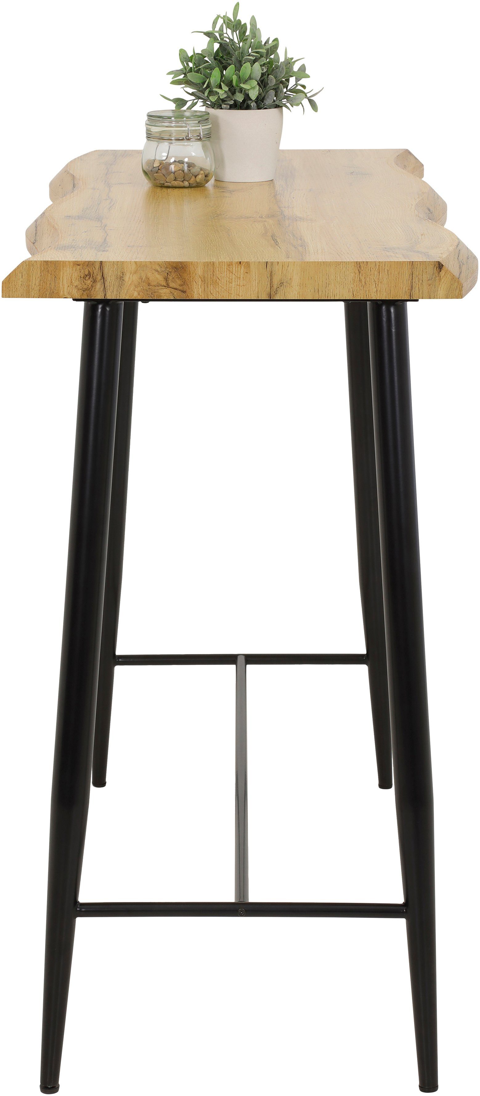 HELA Bartisch GABI, Baumkantentisch, 120 cm Breite, Industrial Design, Wildeiche oder Grau