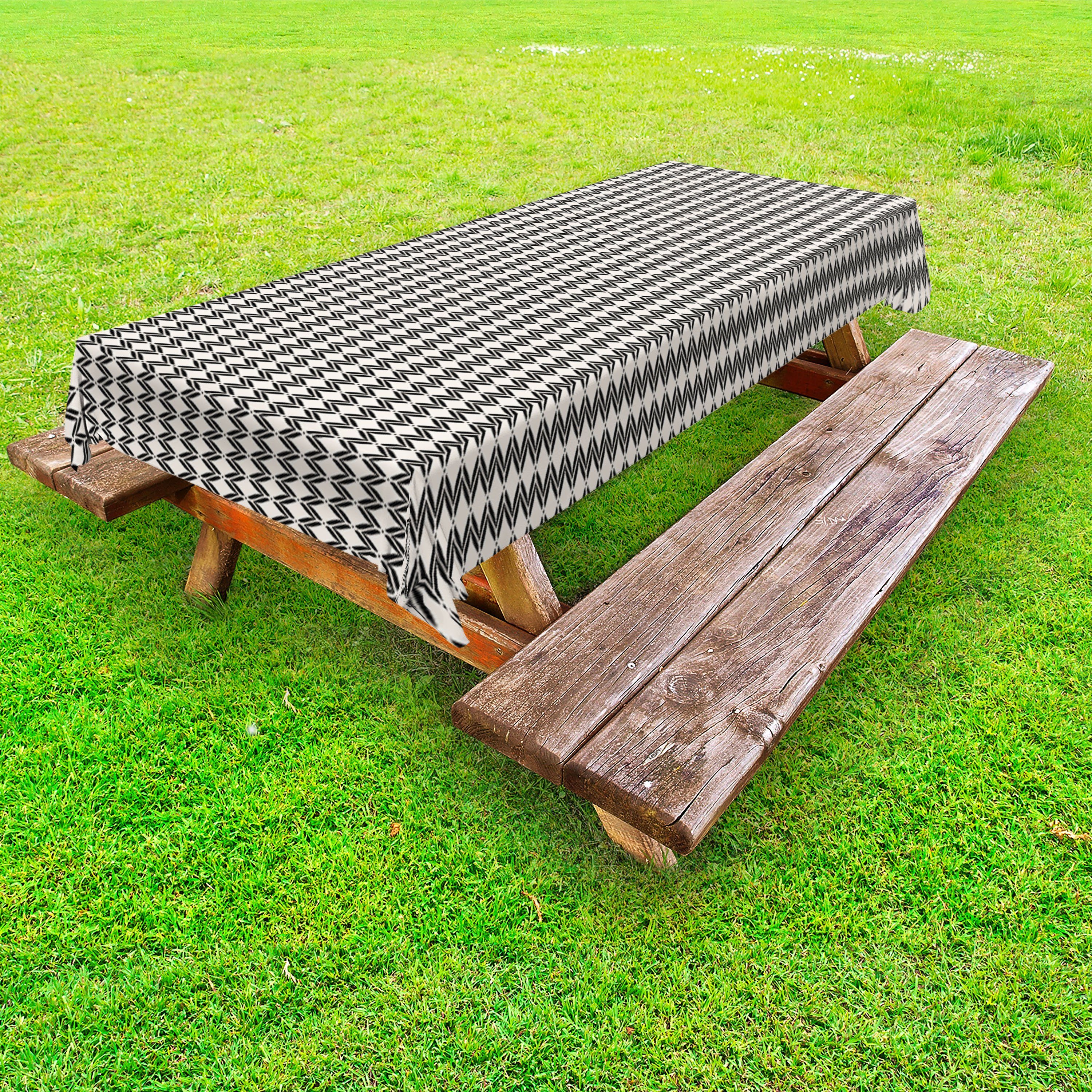 Zigzags Deco waschbare Abakuhaus Tischdecke Täuschung dekorative Picknick-Tischdecke, Optische Art