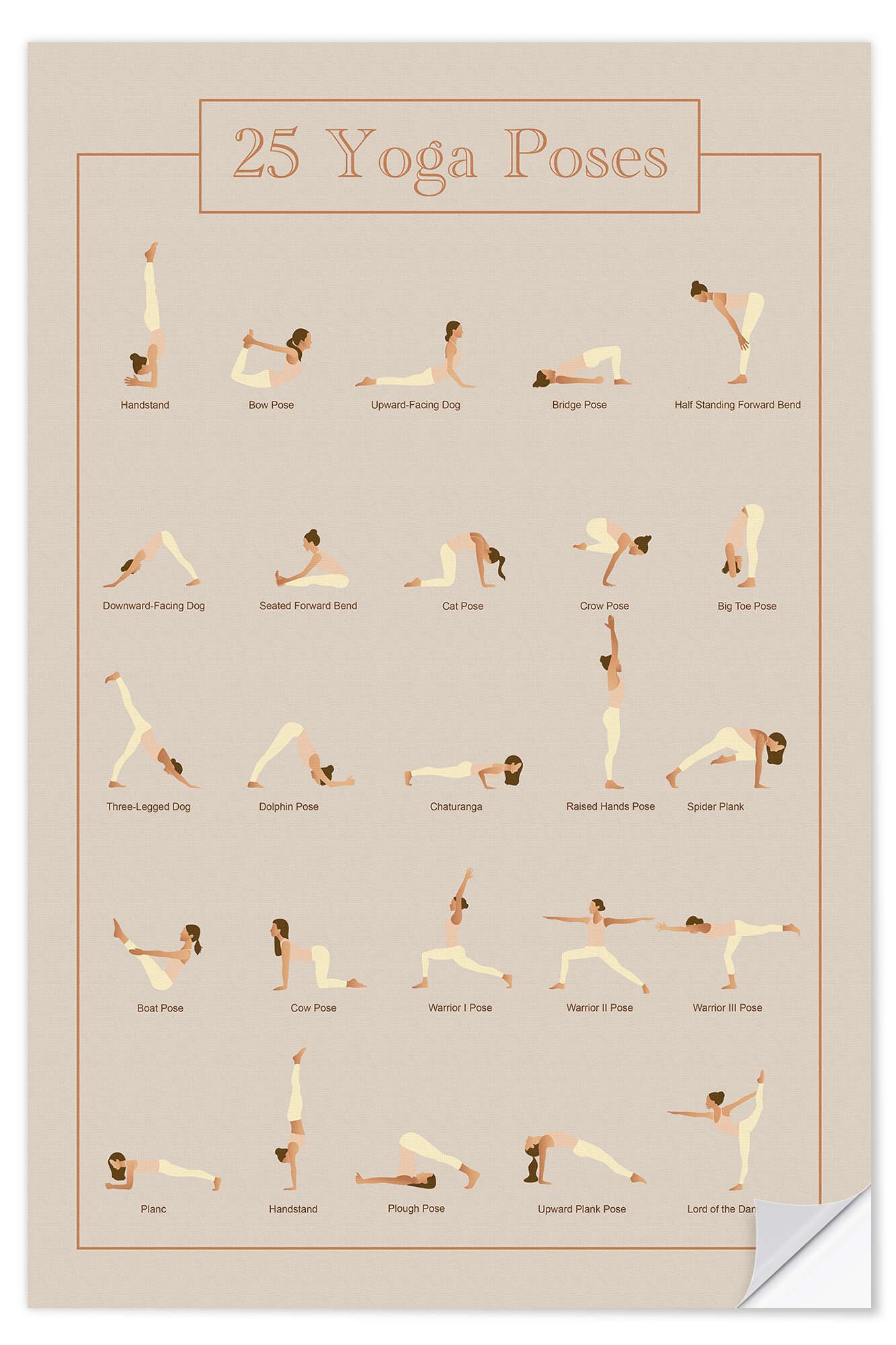 Posterlounge Wandfolie Editors Choice, 25 Yoga Poses, Japandi Illustration