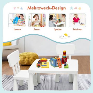 KOMFOTTEU Kindersitzgruppe Kindertisch mit 2 Stühlen, (Set), aus Kunststoff