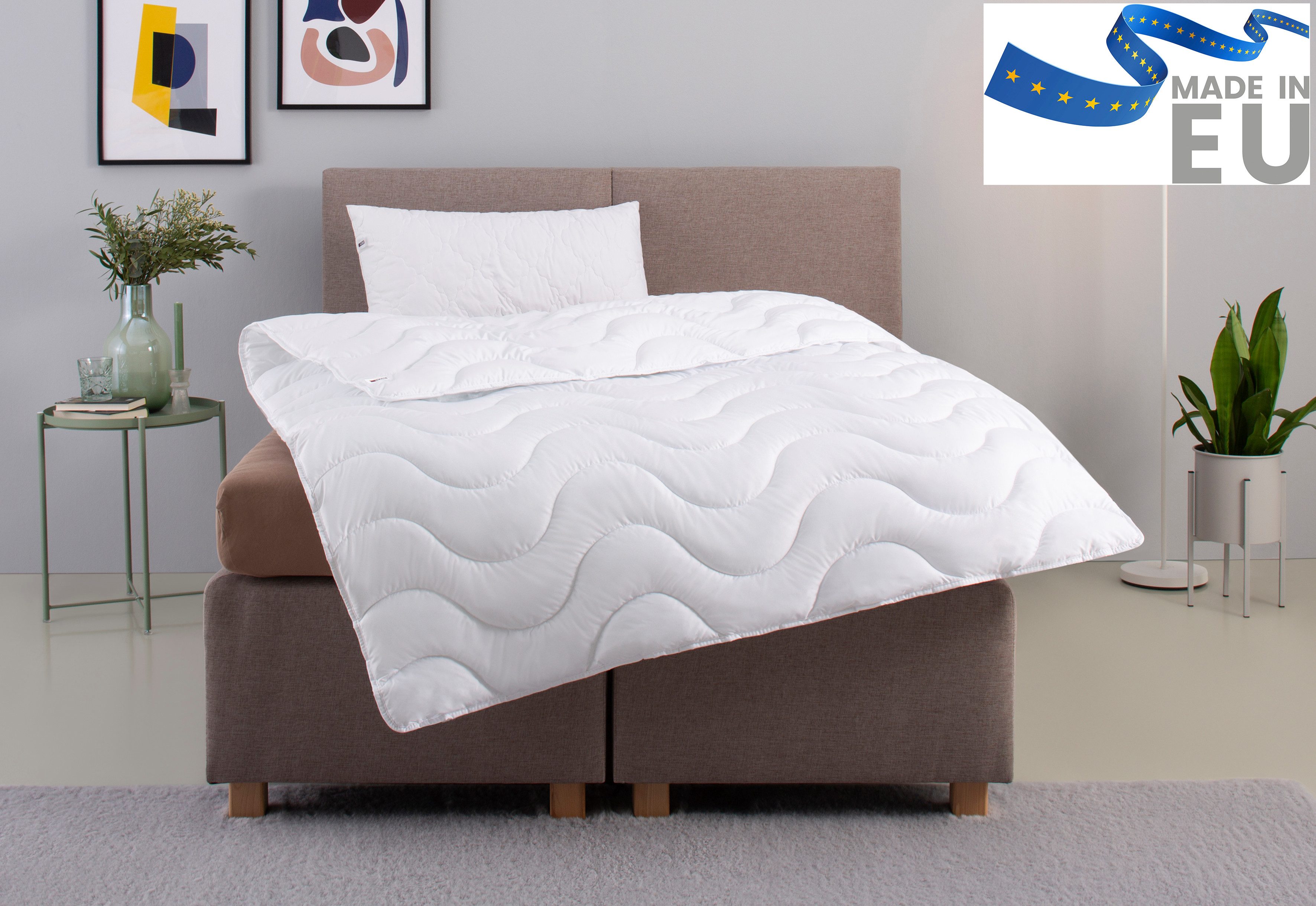 my home Microfaserbettdecke + Microfaserkissen Mailo, Bettdecke 135x200 cm, 155x220 cm, Bezug: weich, 2-tlg., Set mit Kissen 80x80 cm, Sommer, Winter