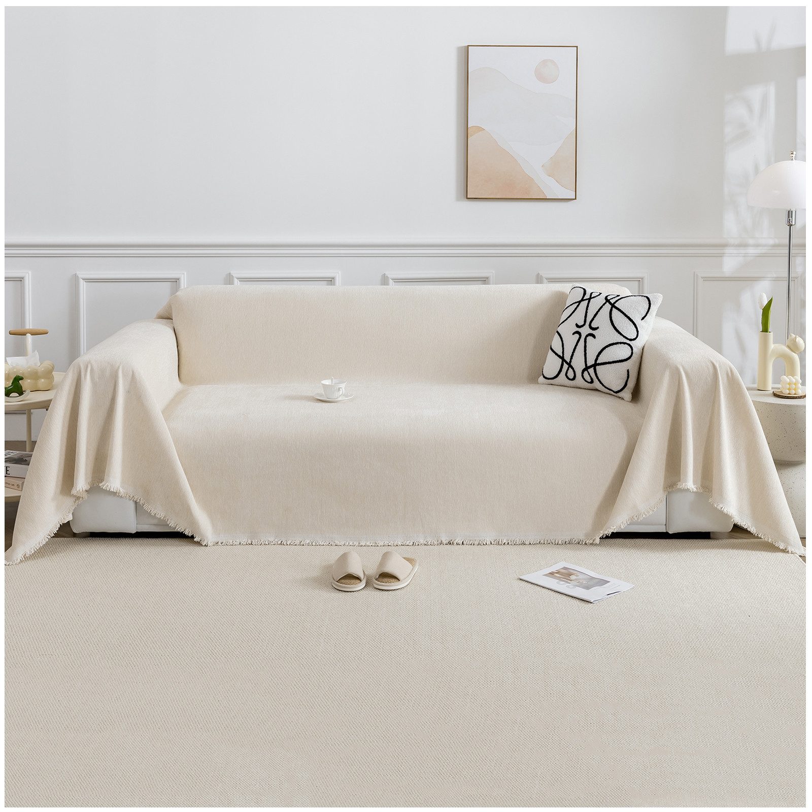 Qelus Sofahusse Sofa überwurfdecke 1 St. Chenille Sofaüberwurf, Einfach Couch überwurf, 180*180/260*180/340*180cm,für Wohnzimmer Schlafzimmer Sofadecke