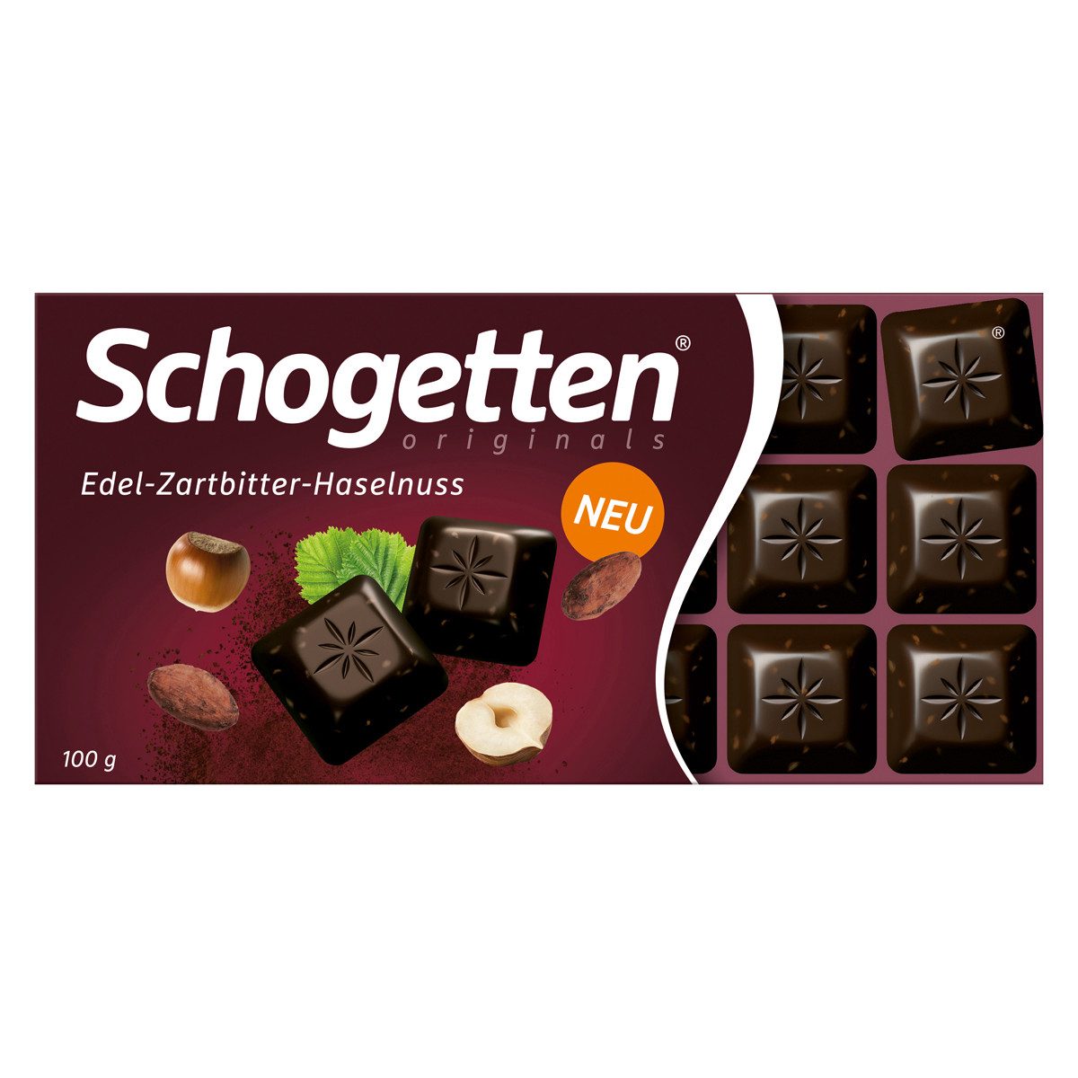 Schogetten Schokolade, Schogetten Edel Zartbitter mit gerösteten Haselnussstückchen 100g