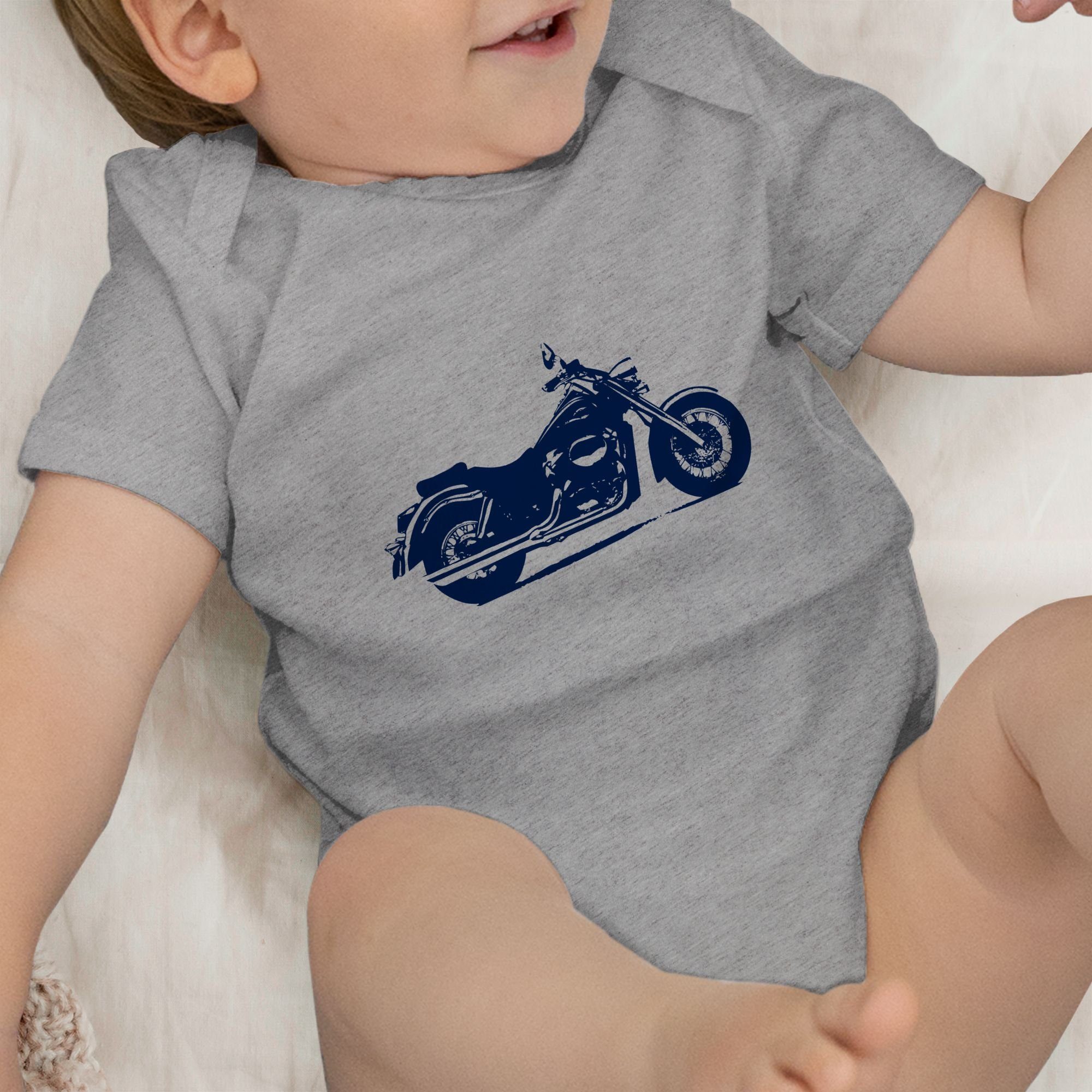 Shirtracer Shirtbody Motorrad Baby Bagger und Co. Traktor meliert 2 Grau