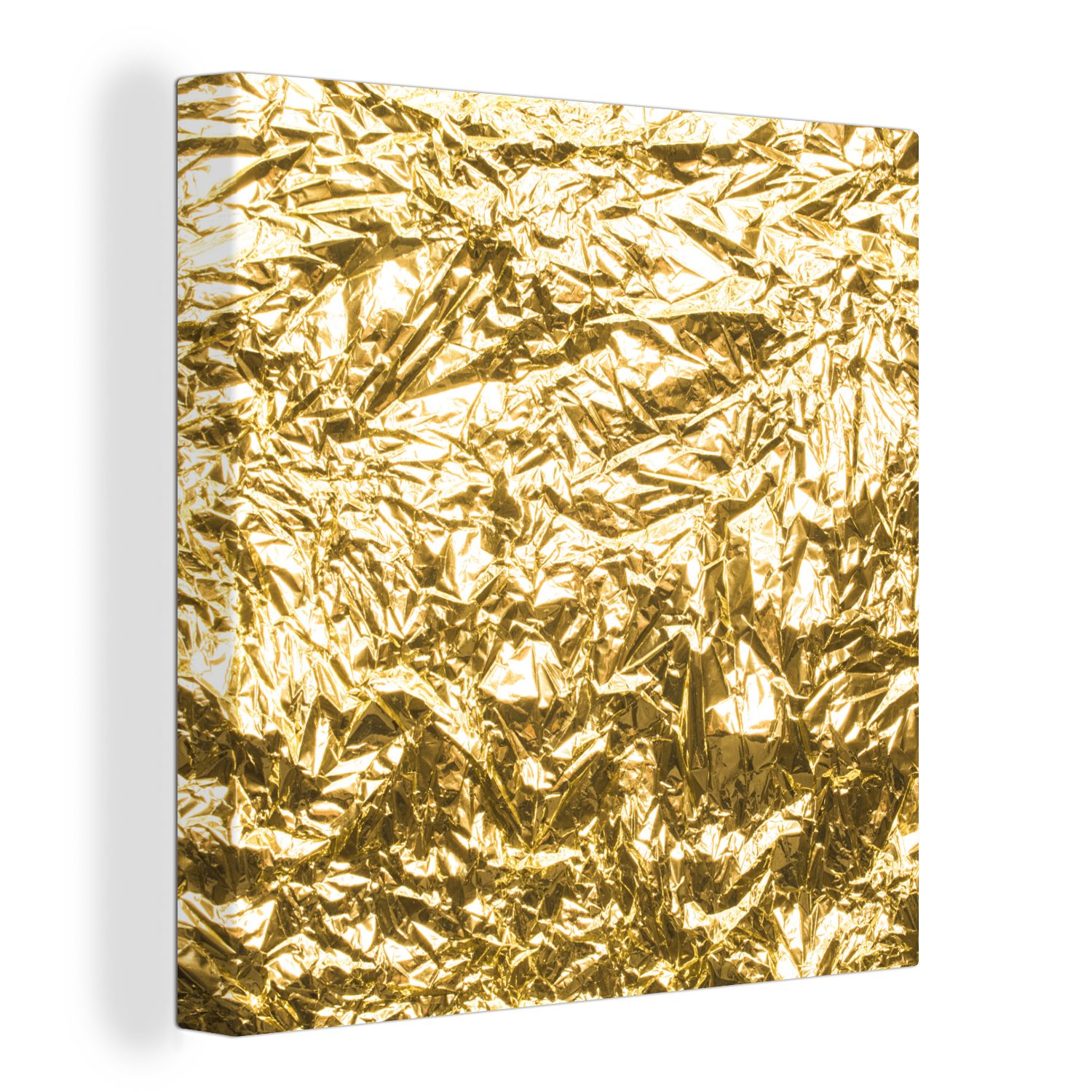 OneMillionCanvasses® Leinwandbild Goldfolie mit faltiger Textur, (1 St), Leinwand Bilder für Wohnzimmer Schlafzimmer