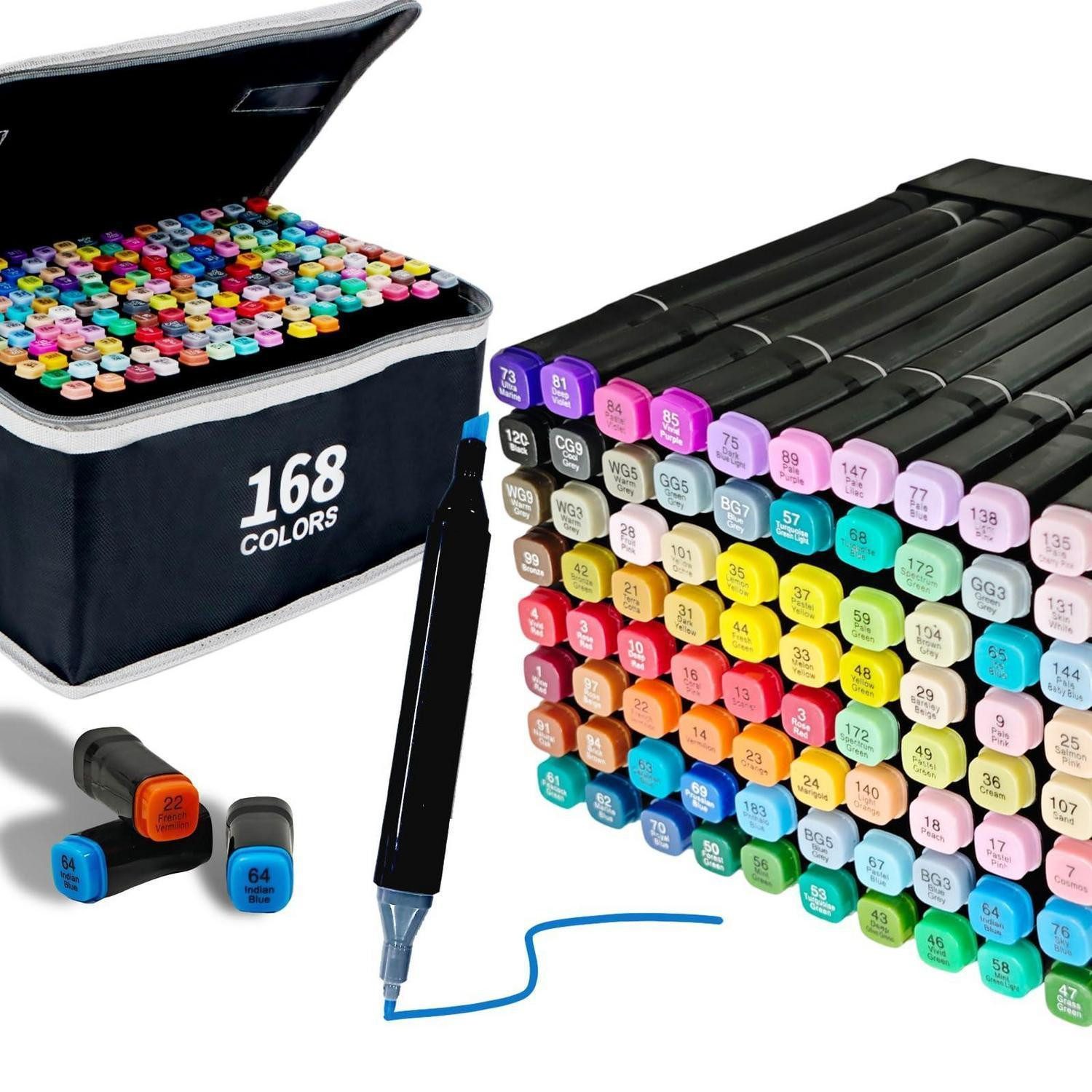 LuxusKollektion Permanentmarker Alkohol Marker Set 168 Farben Twin Marker