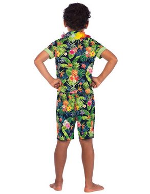 Amscan Hawaii-Kostüm Parykostüm für Jungen - Schwarz Bunt, Südsee Kinderkostüm