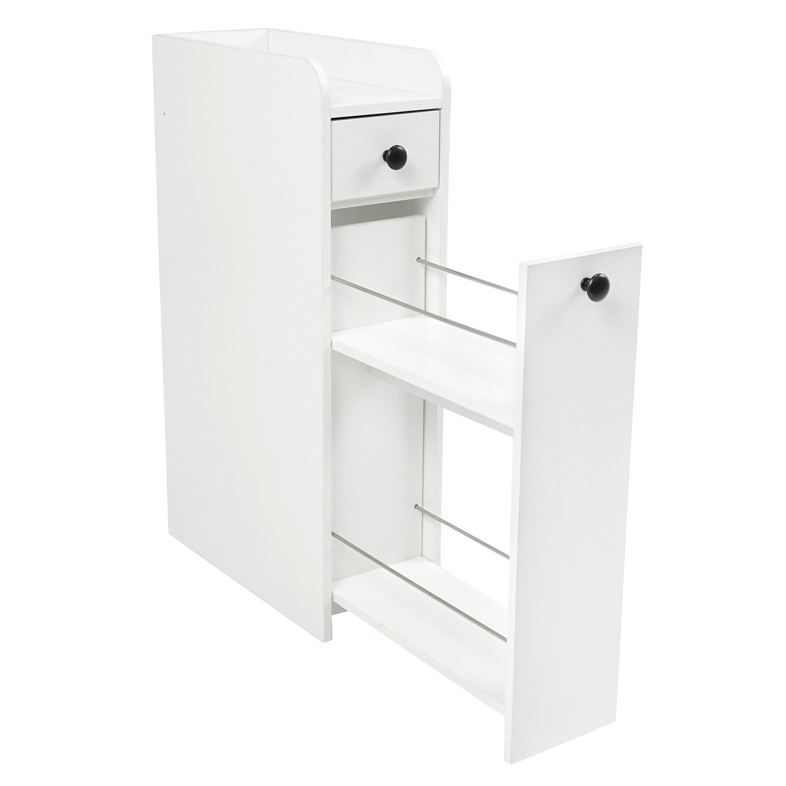 COSTWAY Badkommode, Badezimmerschrank mit Rollen & 2 Schubladen, Rollwagen