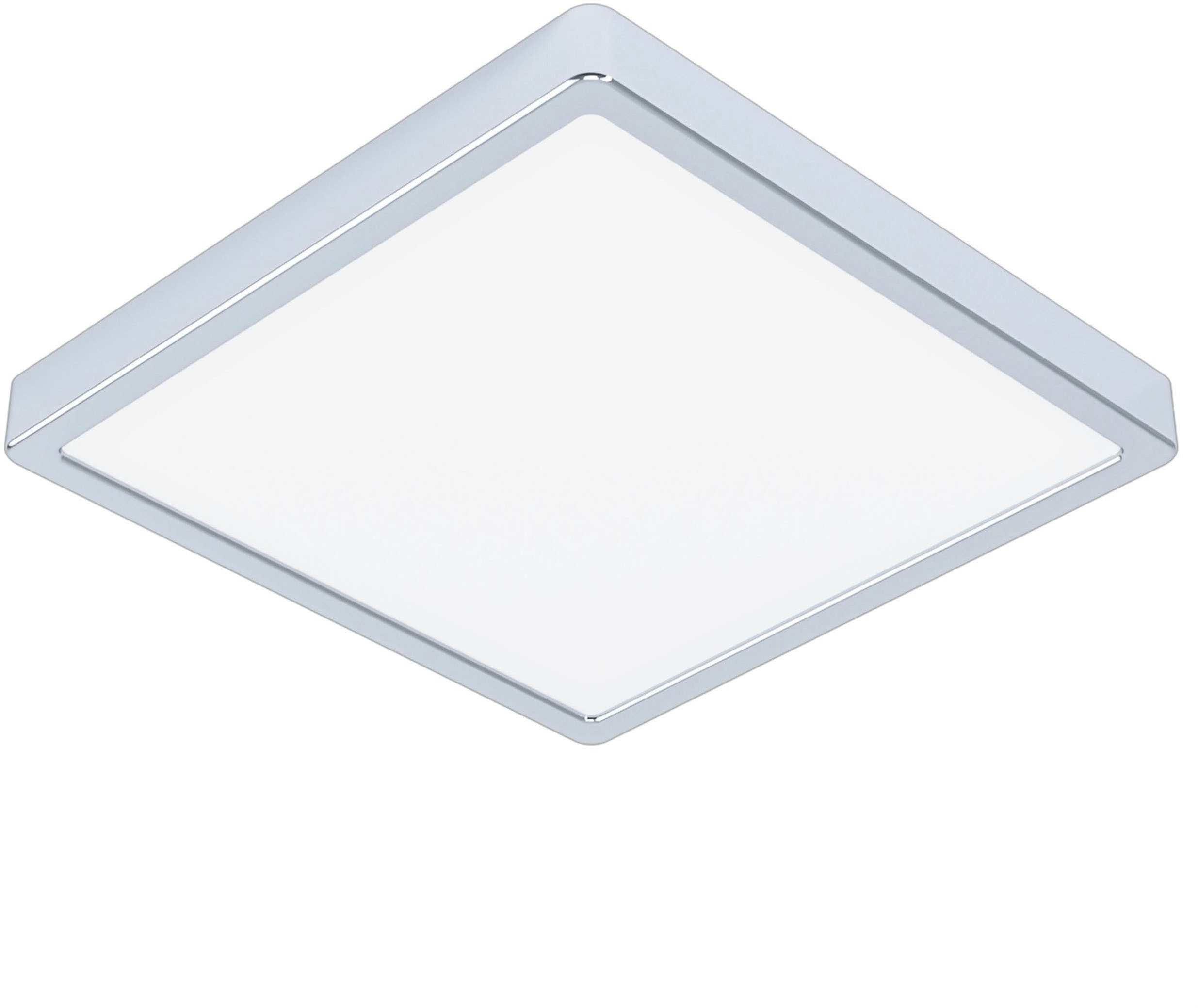 EGLO Aufbauleuchte Fueva 5 Deckenlampe, Badlampe, Stahl und Kunststoff, chrom, weiß, IP44, LED fest integriert, Warmweiß, Ø 28,5 cm, Aufbauleuchte, Bad-Deckenlampe, LED Aufbaulampe, IP44