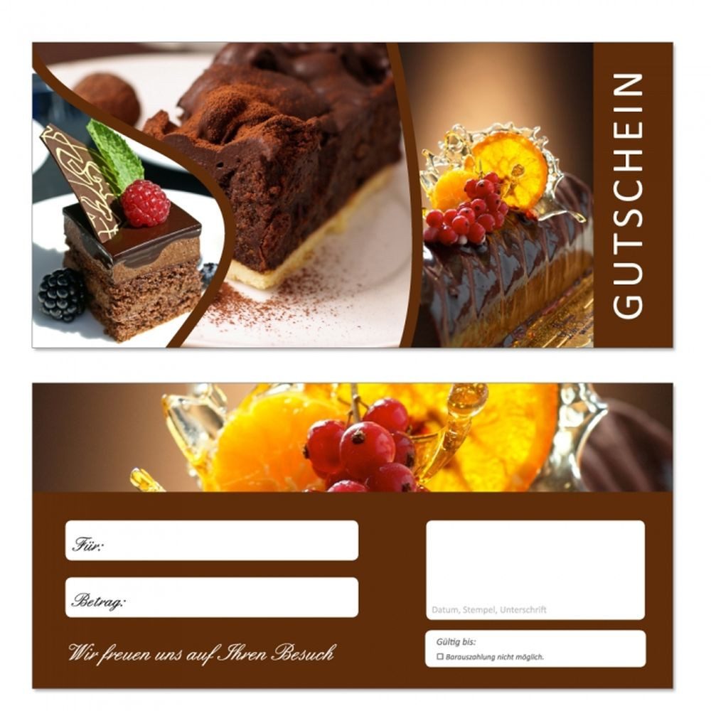 Geschenkkarte Geschenkgutscheine Konditorei Kuchen Gutscheinkarten