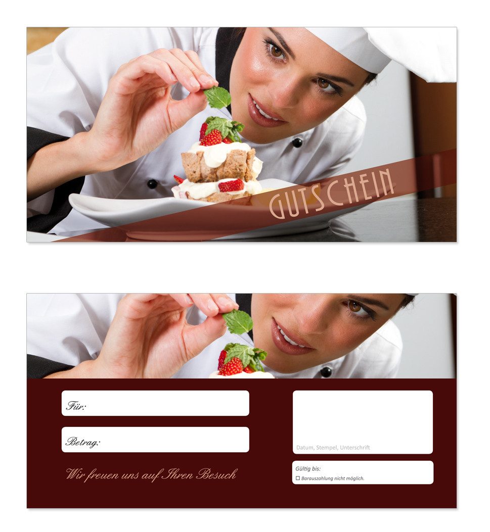 Geschenkkarte Geschenkgutscheine Konditorei Kuchen Gutscheinkarten
