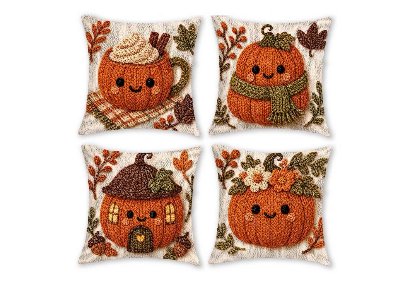 Sorvyzxn Kissenhüllen 2/4er-Set Halloween-Kissenbezüge mit 2D-Flachdruck, (4 Stück)