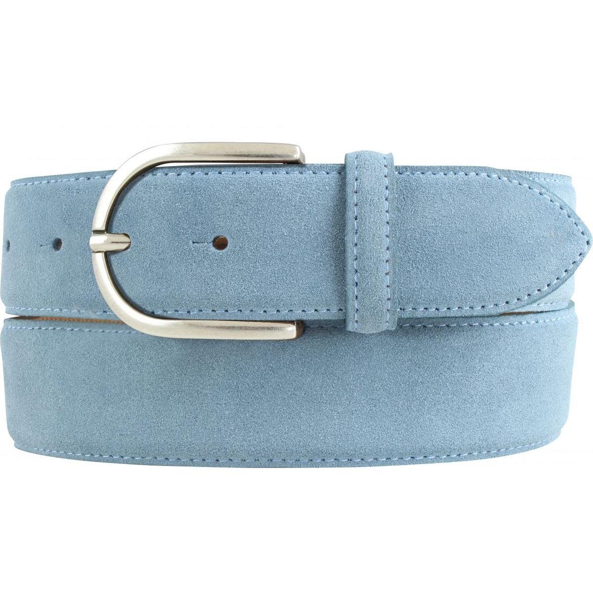 BELTINGER Ledergürtel Damen-Gürtel aus Veloursleder 4 cm - Velour-Gürtel für Damen 40mm - Wi Jeansblau, Silber