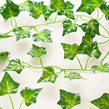 Kunstblume 12 Stück Künstliche Efeugirlanden Efeu Hängend Girlande Ivy Leaves, GelldG
