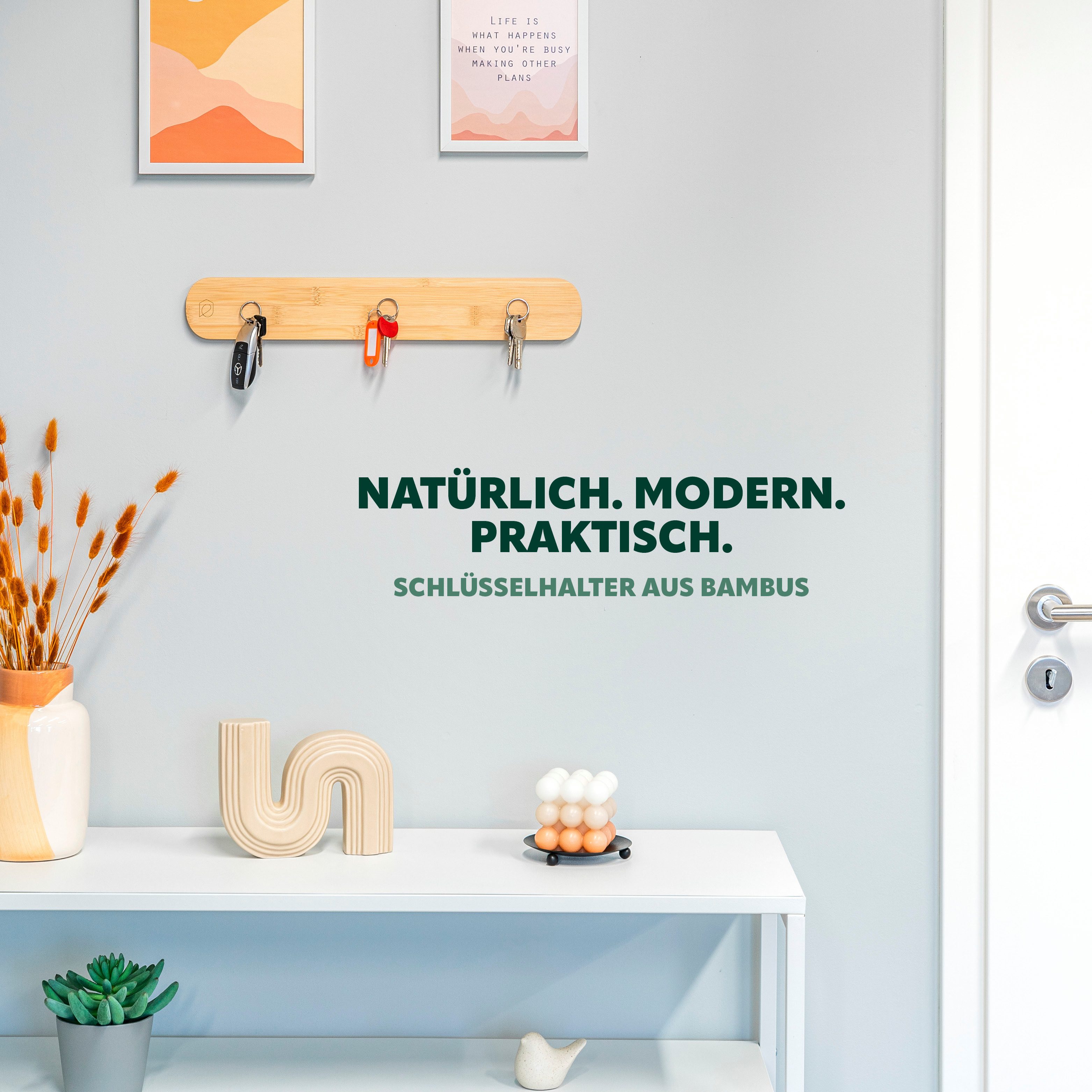 eluno Schlüsselkasten magnetische Schlüsselleiste aus Bambus günstig online kaufen