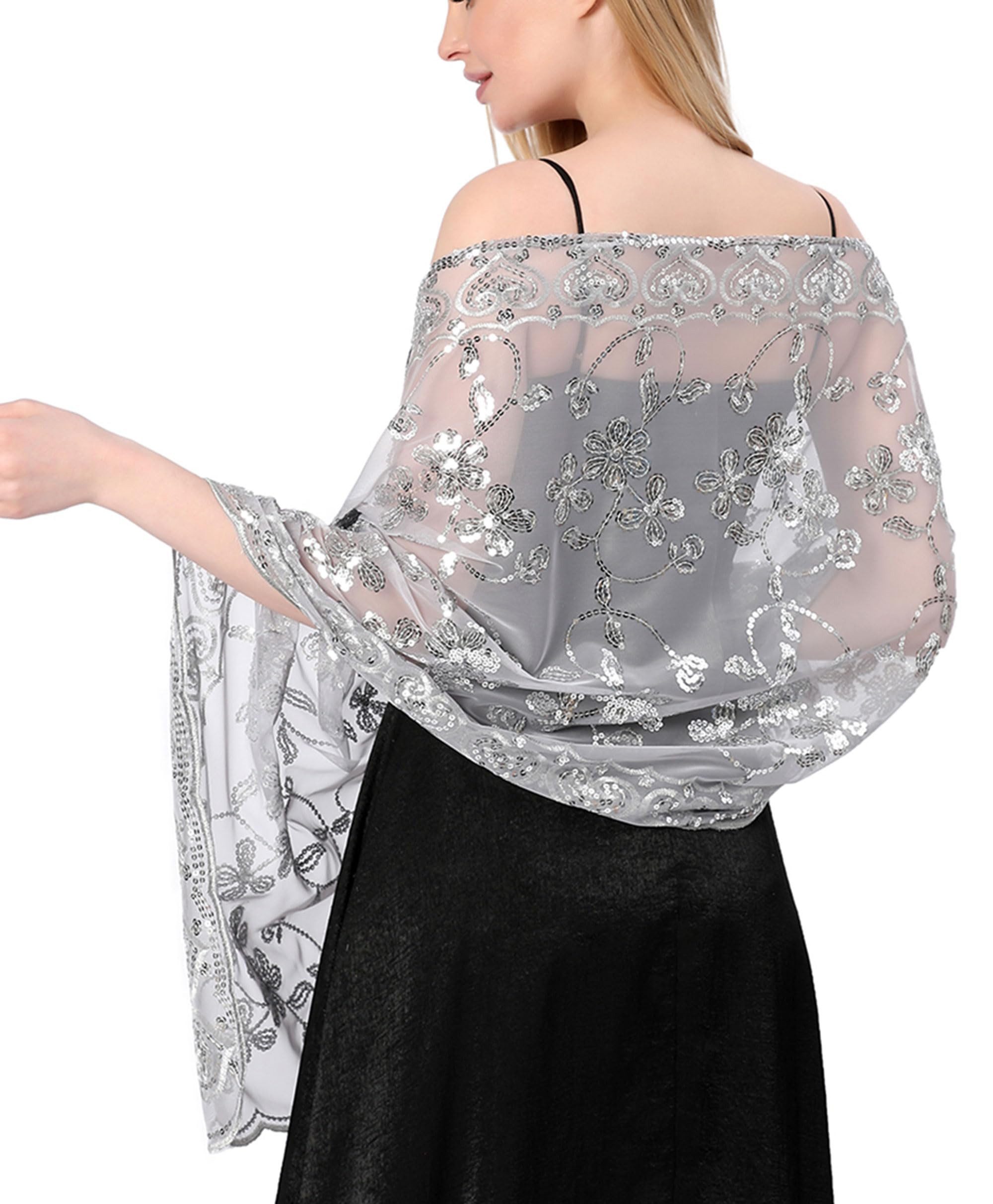 Zaewry Modeschal Schals und Tücher für Abendkleider – Elegante, transparente Damen, Jahre mit Blumenmuster, ideal für Hochzeiten