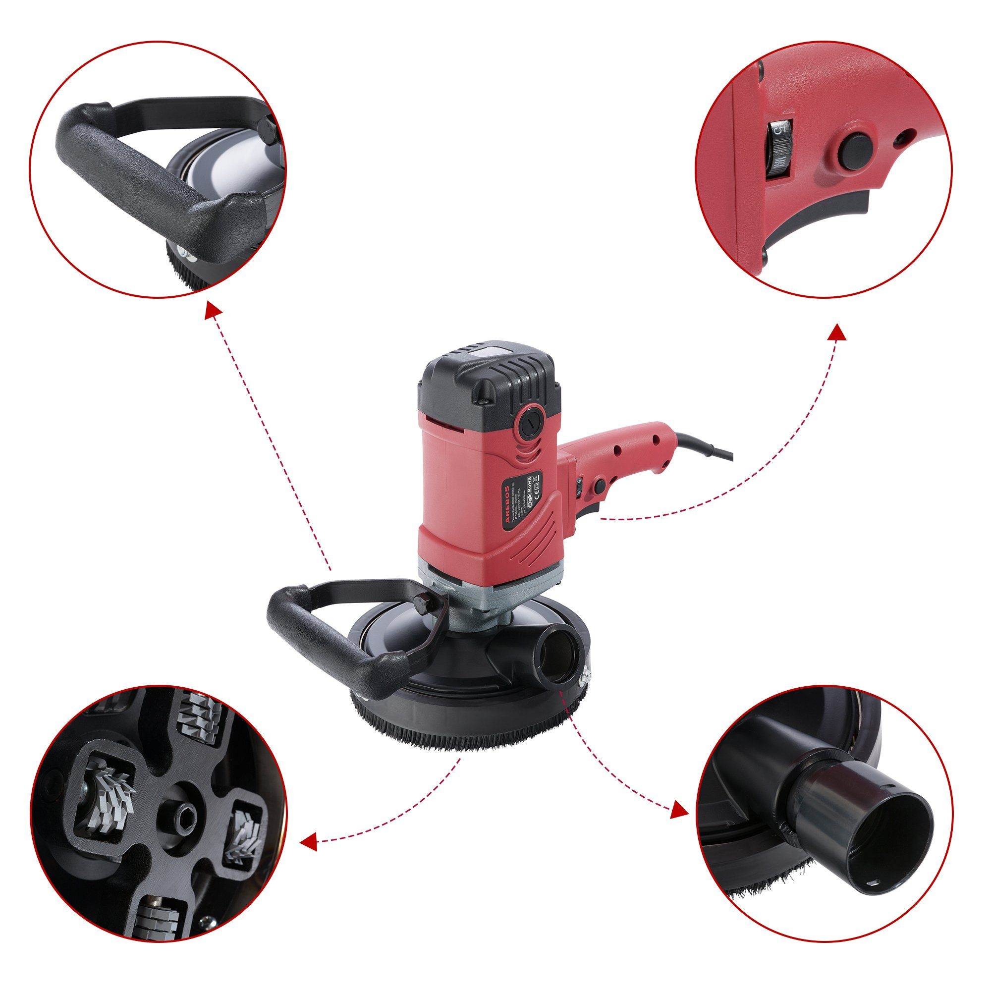 Arebos Fräse Betonschleifer, Betonfräse, Sanierungsfräse