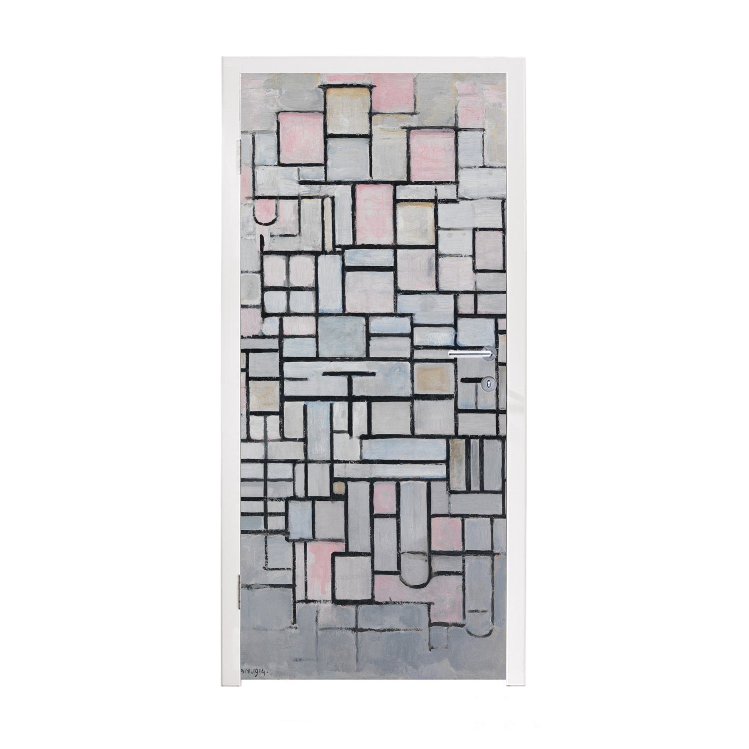 MuchoWow Türtapete Komposition 6 - Piet Mondrian, Matt, bedruckt, (1 St), Fototapete für Tür, Türaufkleber, 75x205 cm