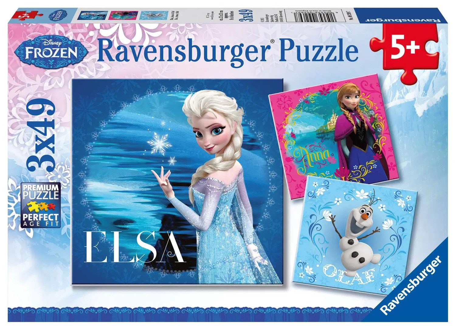 Ravensburger Puzzle Disney Frozen: Elsa, Anna & Olaf. Puzzle 3 x 49 Teile, günstig online kaufen