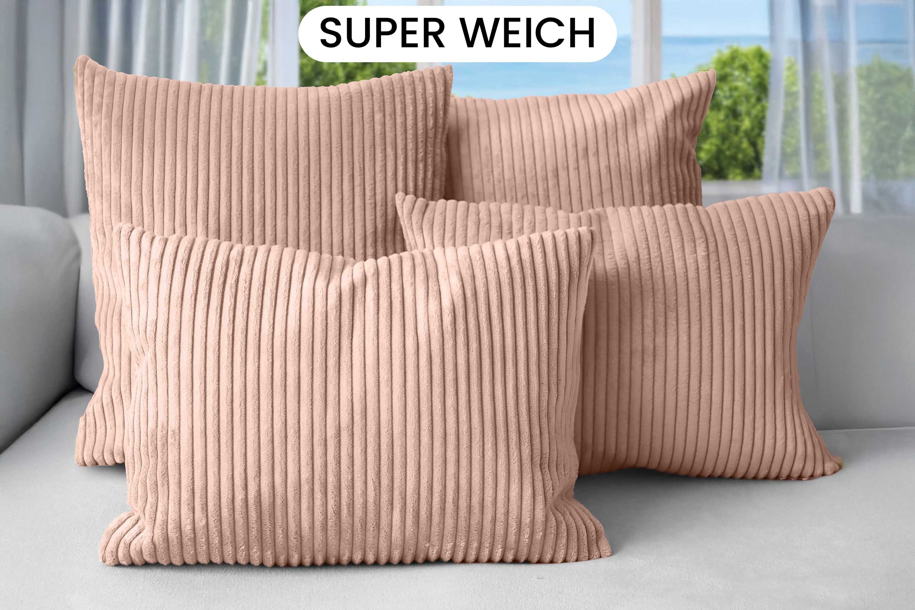 Amilian Dekokissen Sofakissen 4er Set mit Füllung - 2x 45x45 + 2x 35x45 cm, Hotelverschluss, waschbar, formstabil – Bild 2 von 5