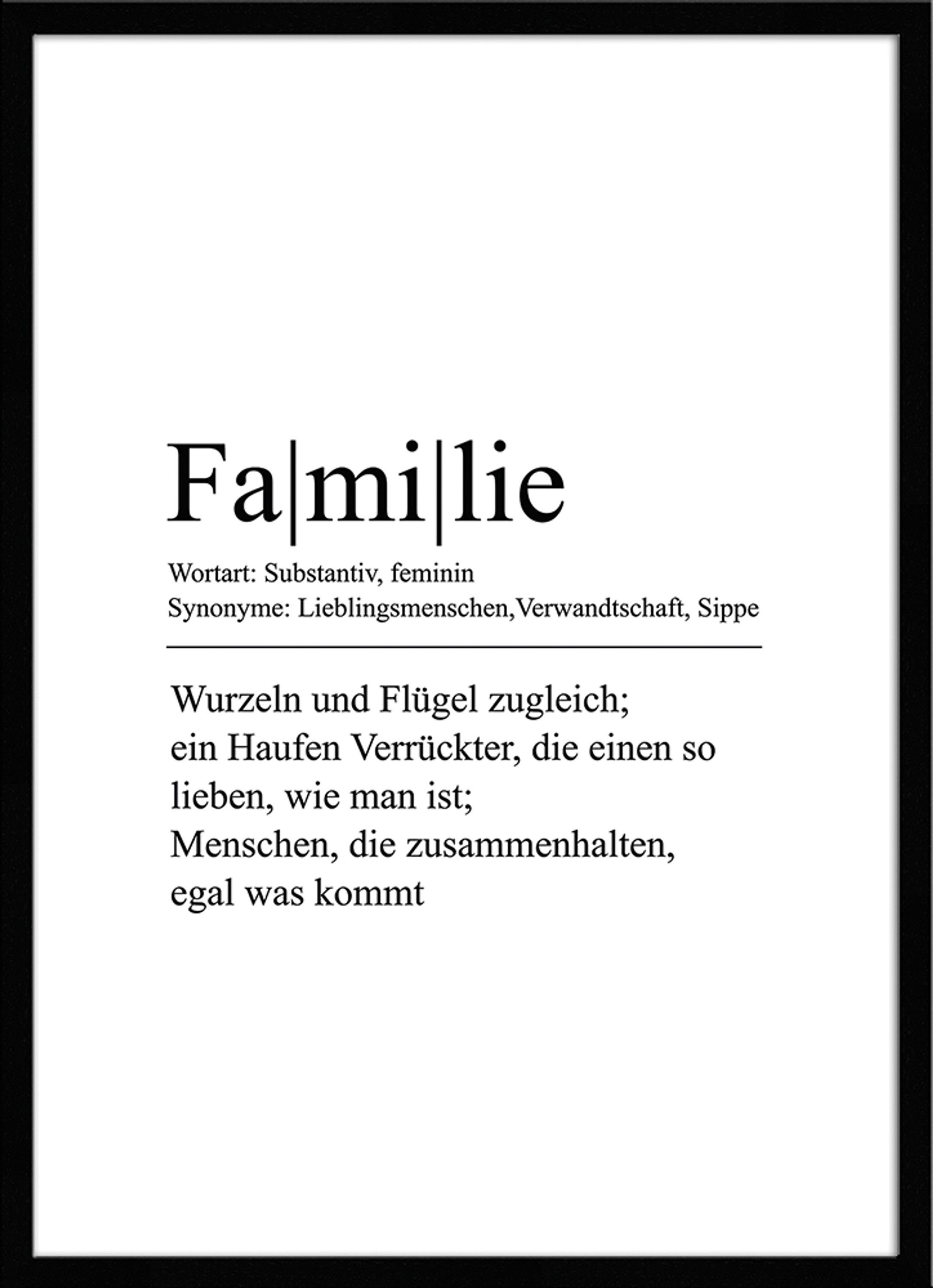 artissimo Bild mit Spruch-Bild gerahmt Poster mit Zitate: / Definition Holz-Rahmen, Spruch Rahmen 51x71cm Sprüche und inkl. Wort Familie