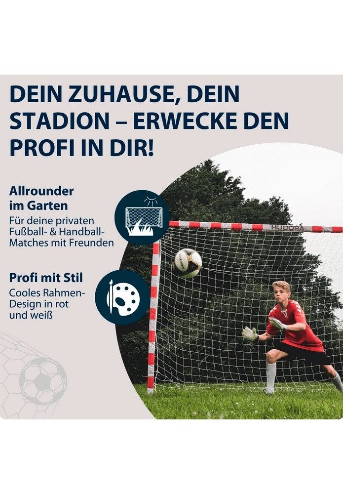 Hudora Wasserballtor Allround (ideale Tor für den Freizeitsport, einfacher Aufbau) rot