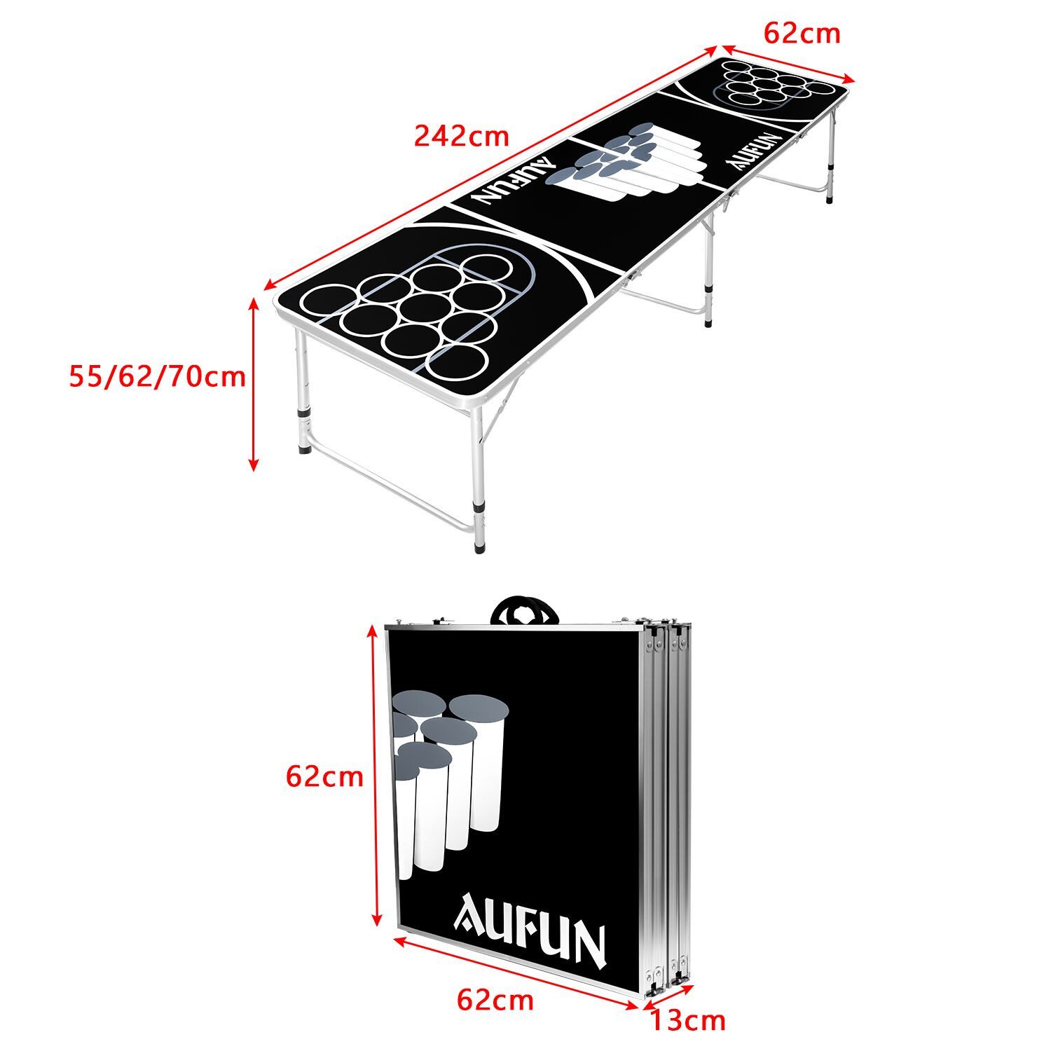 FIVMEN Spieltisch Beer Pong Tisch Set Klappbarer Bierpong-Tisch 100 Becher günstig online kaufen