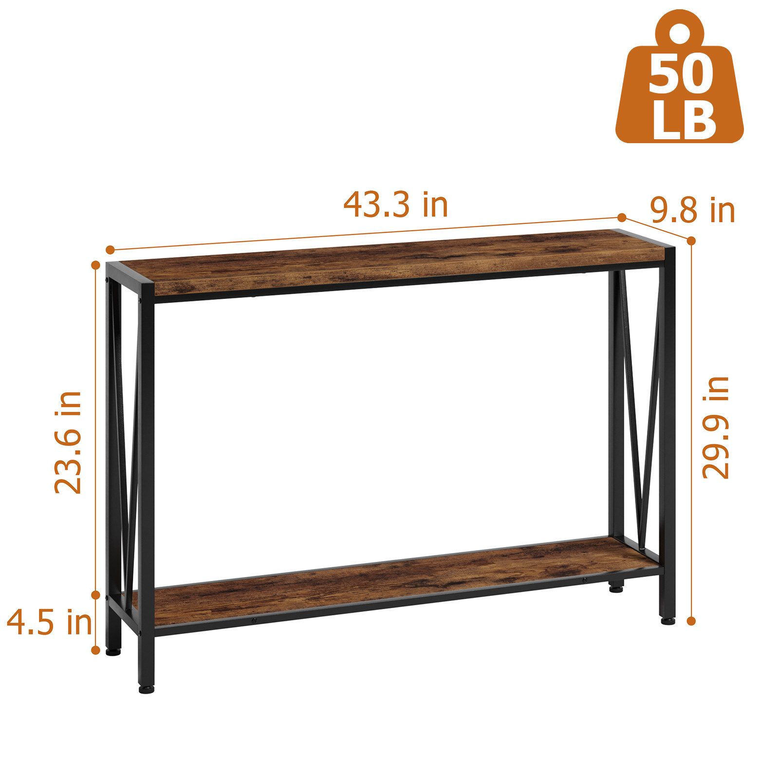 GarveeMore Konsolentisch,Beistelltisch,Holz und Metall Sofatisch mit Regal, günstig online kaufen