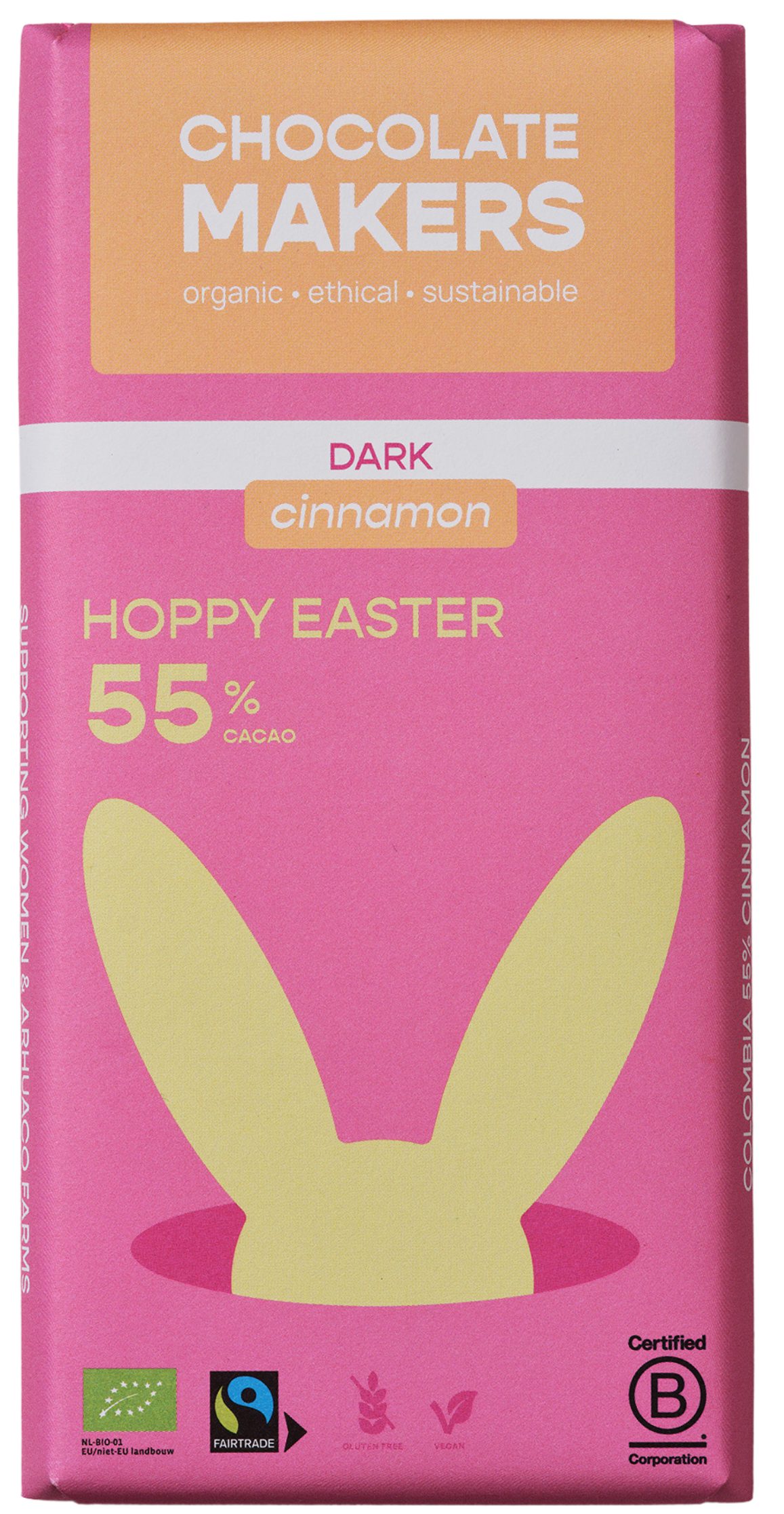 El Puente Schokolade Zartbitterschokolade "Hoppy Easter" mit Zimt, Fair Trade, Vegan, Handmade